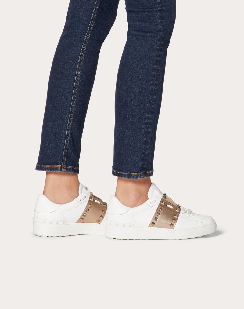 Valentino ROCKSTUD UNTITLED SNEAKER IN CALFSKIN LEATHER WITH METALLIC STRIPE outlook