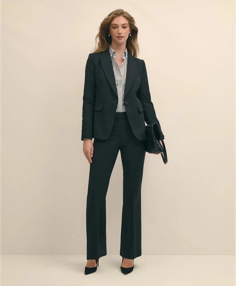 The Essentials Brooks Brothers Stretch Wool Flare Leg Trousers - 1
