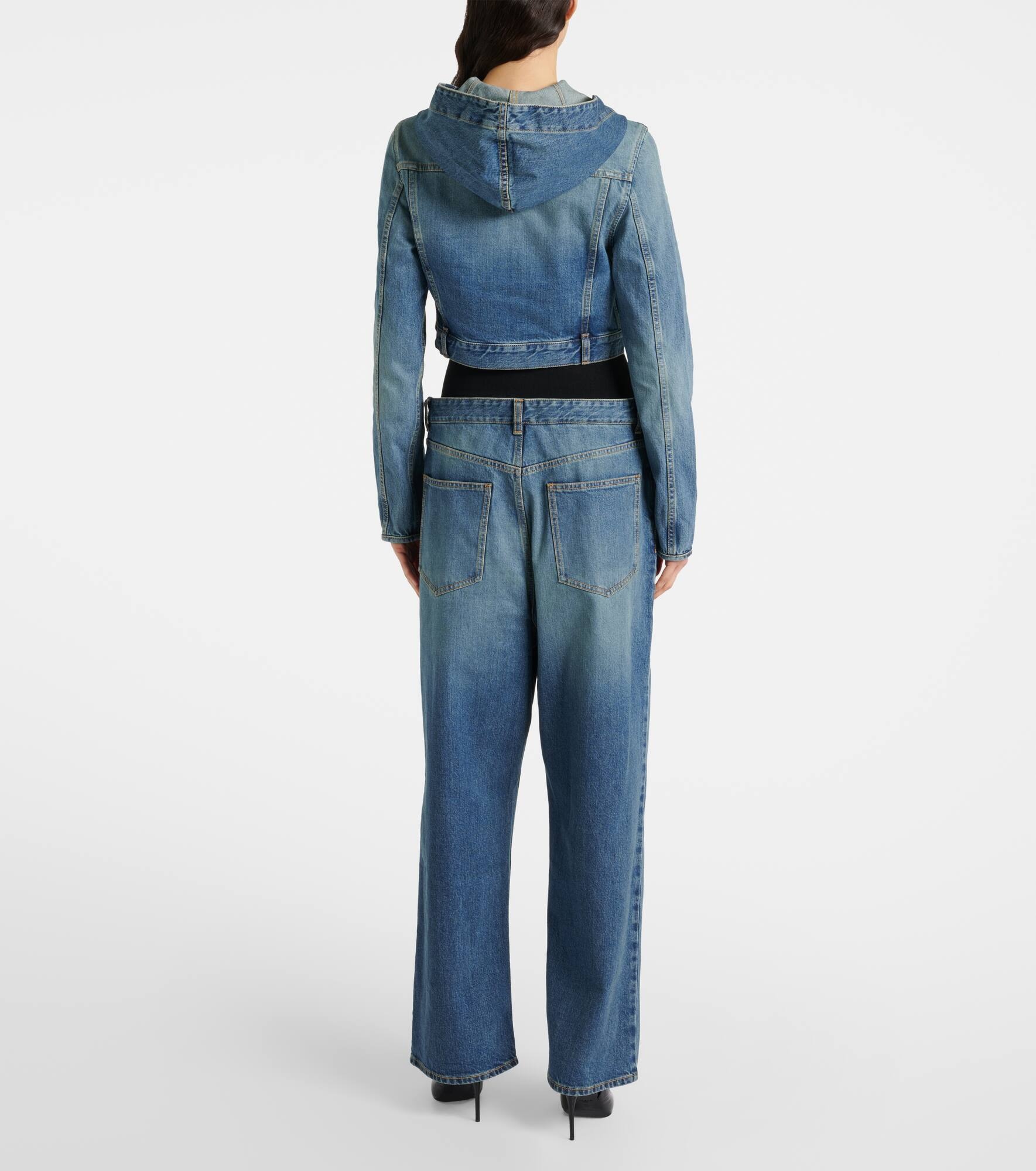 Cropped hooded denim jacket - 3