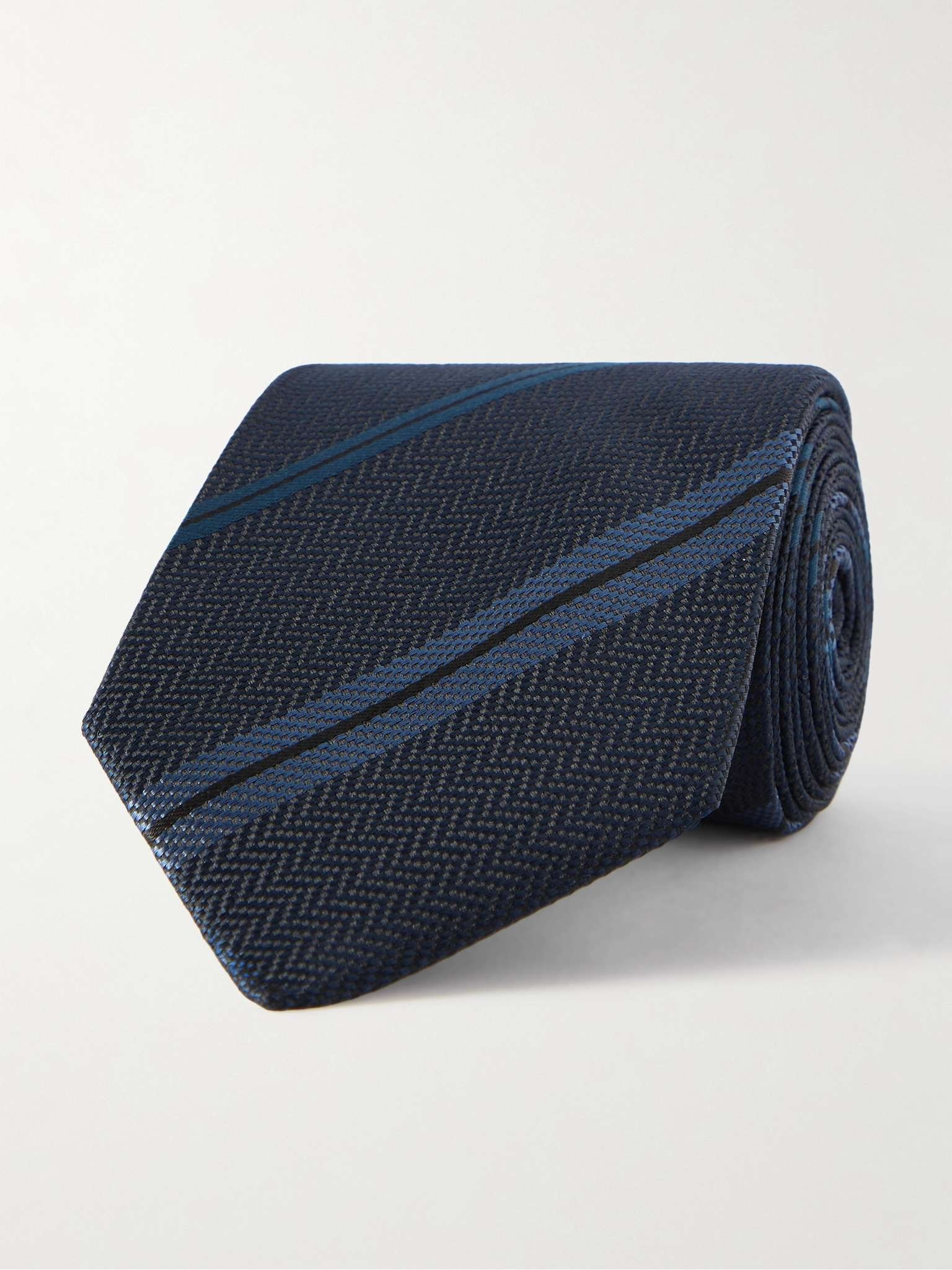 8cm Striped Silk Tie - 1