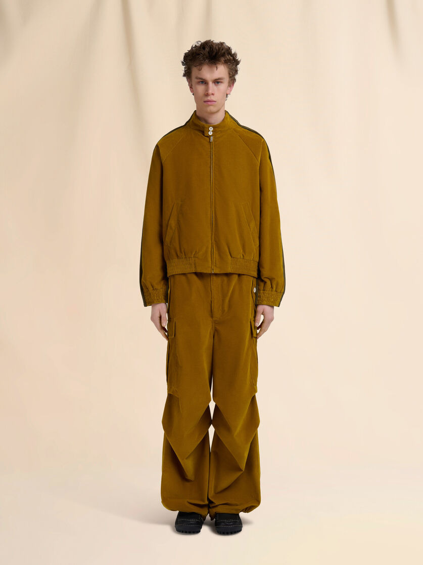 MUSTARD CORDUROY BOMBER WITH NYLON BACK - 2