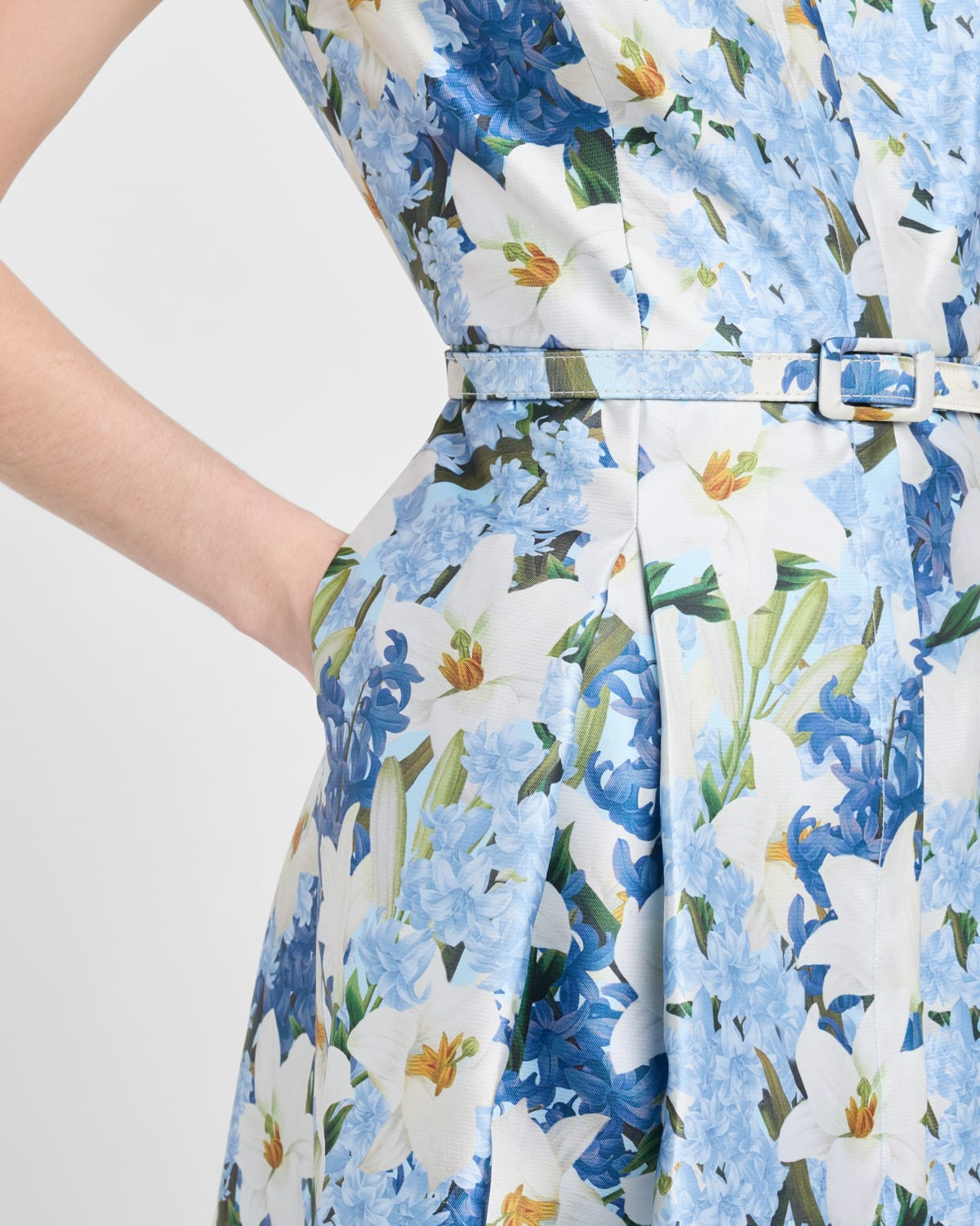 Martine Pleated Floral-Print Mikado Midi Dress - 5