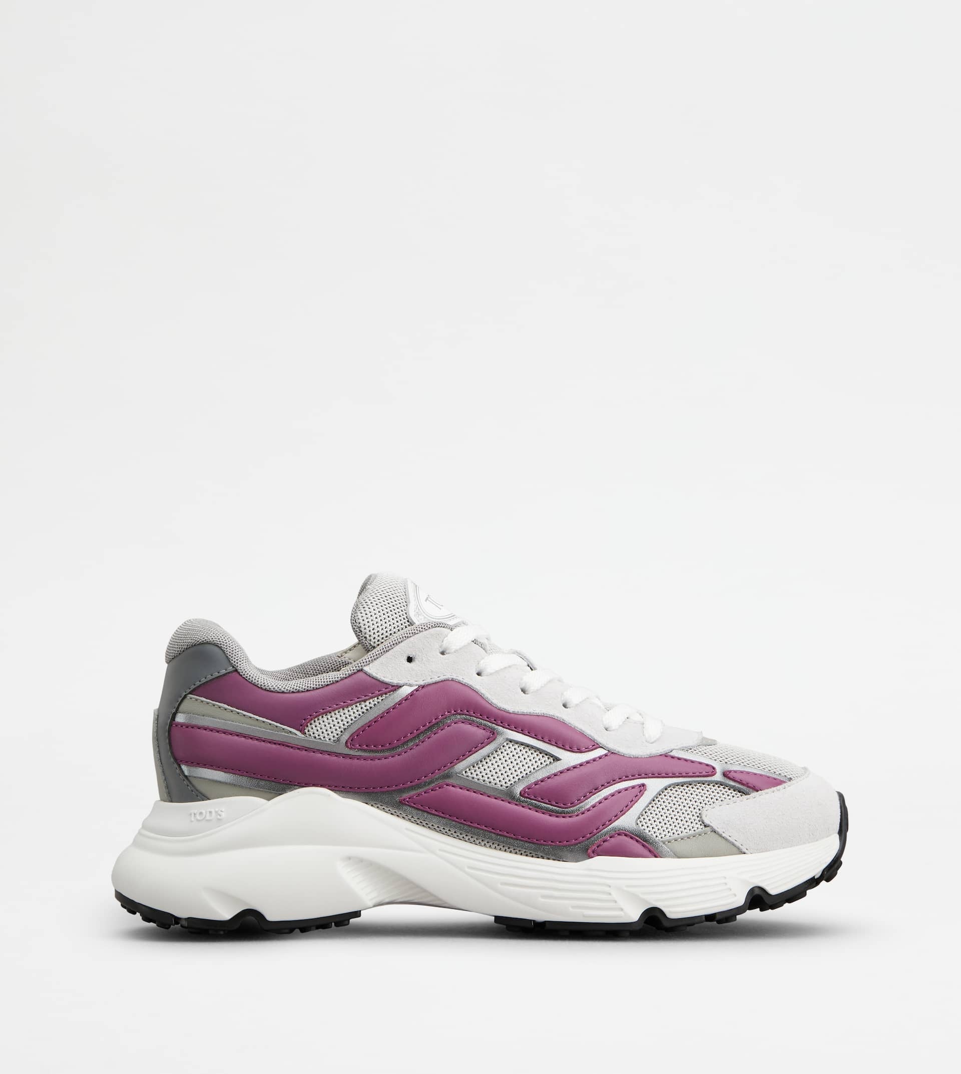 SNEAKERS IN LEATHER AND TECHNICAL FABRIC - PINK, GREY - 1