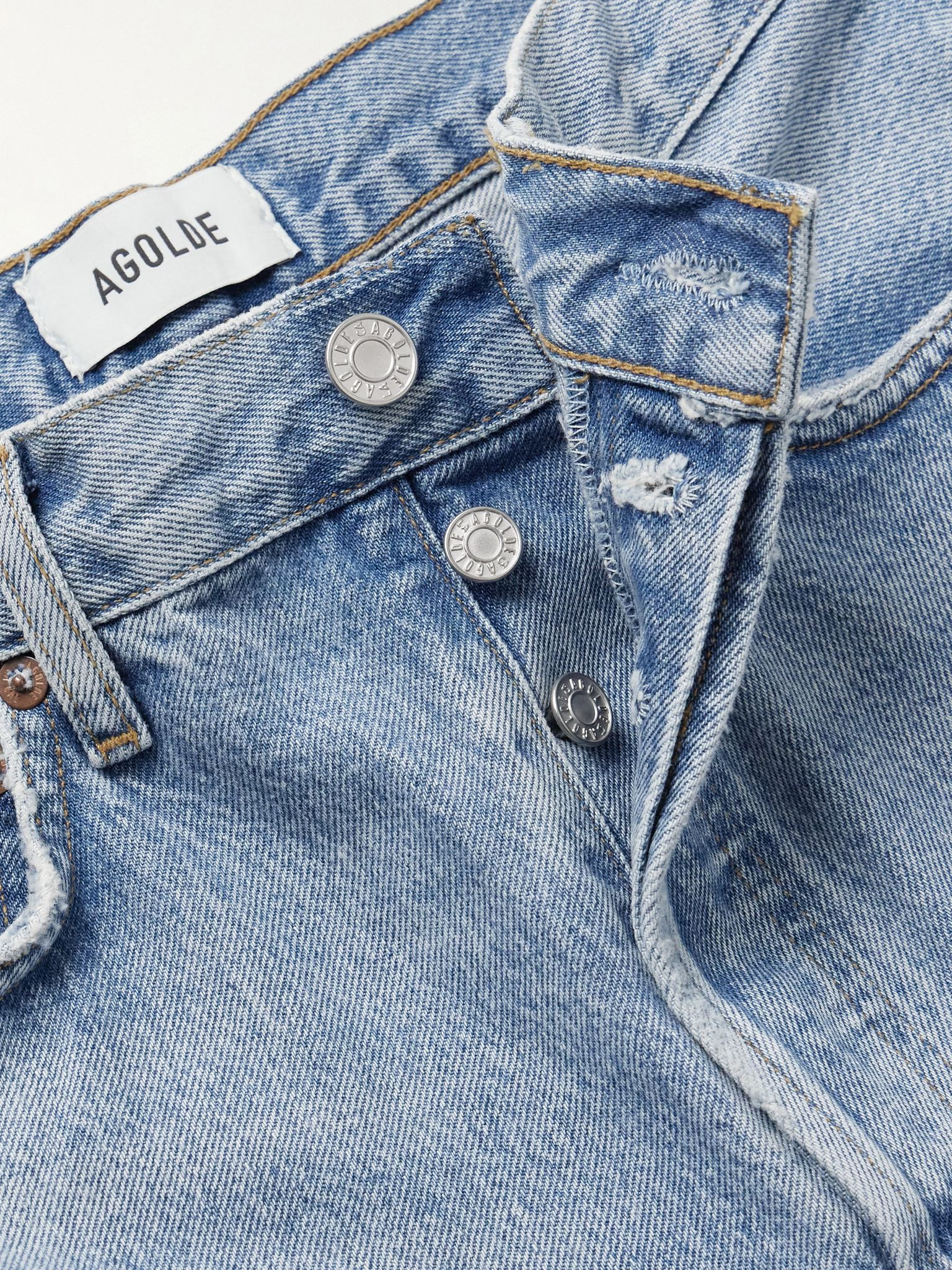 90's Pinch Waist Long frayed high-rise straight-leg jeans Light denim - 4