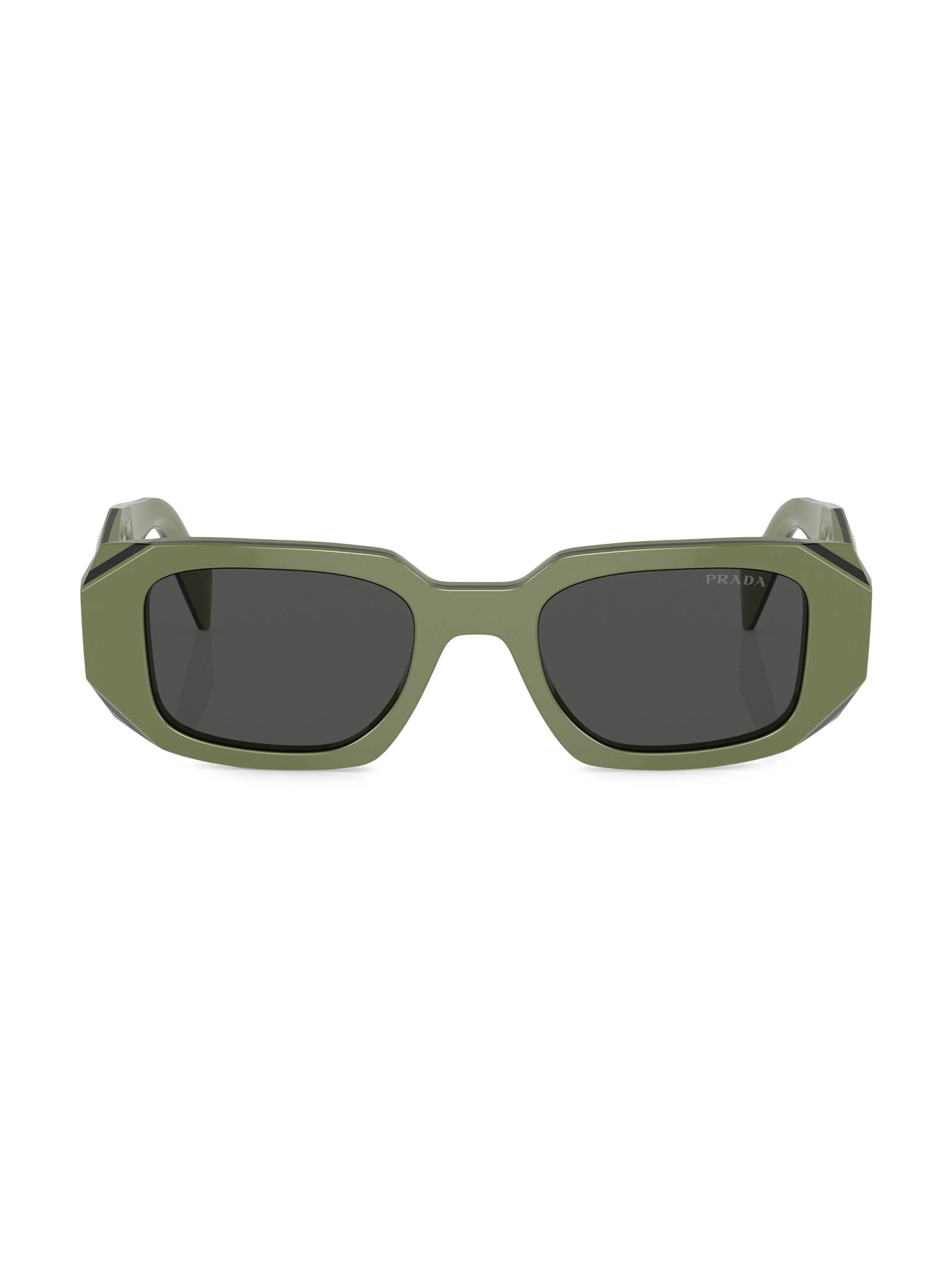Women's 49MM Rectangle Sunglasses - Shiny Olive Dark Grey - 1
