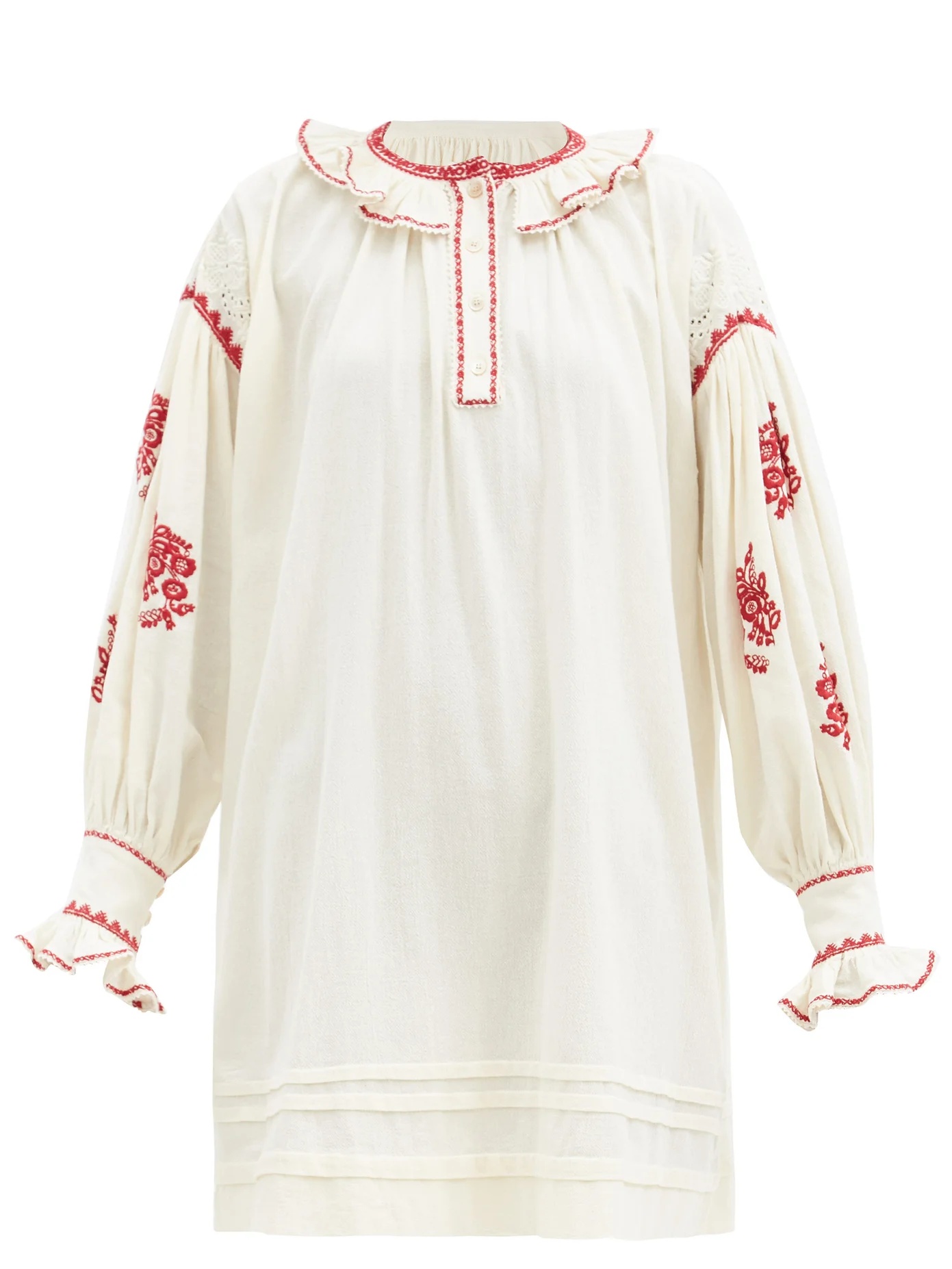 Ruby embroidered cotton-voile mini dress - 1