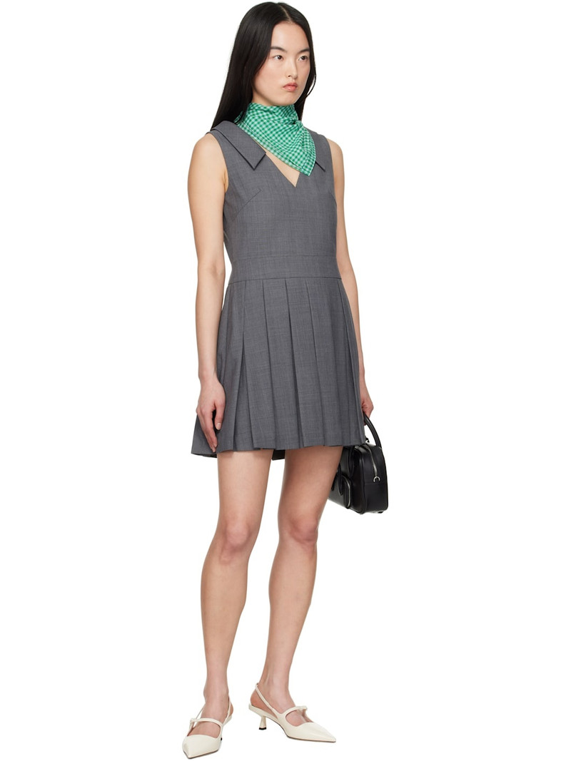 Gray Lapel Pleated Minidress 5