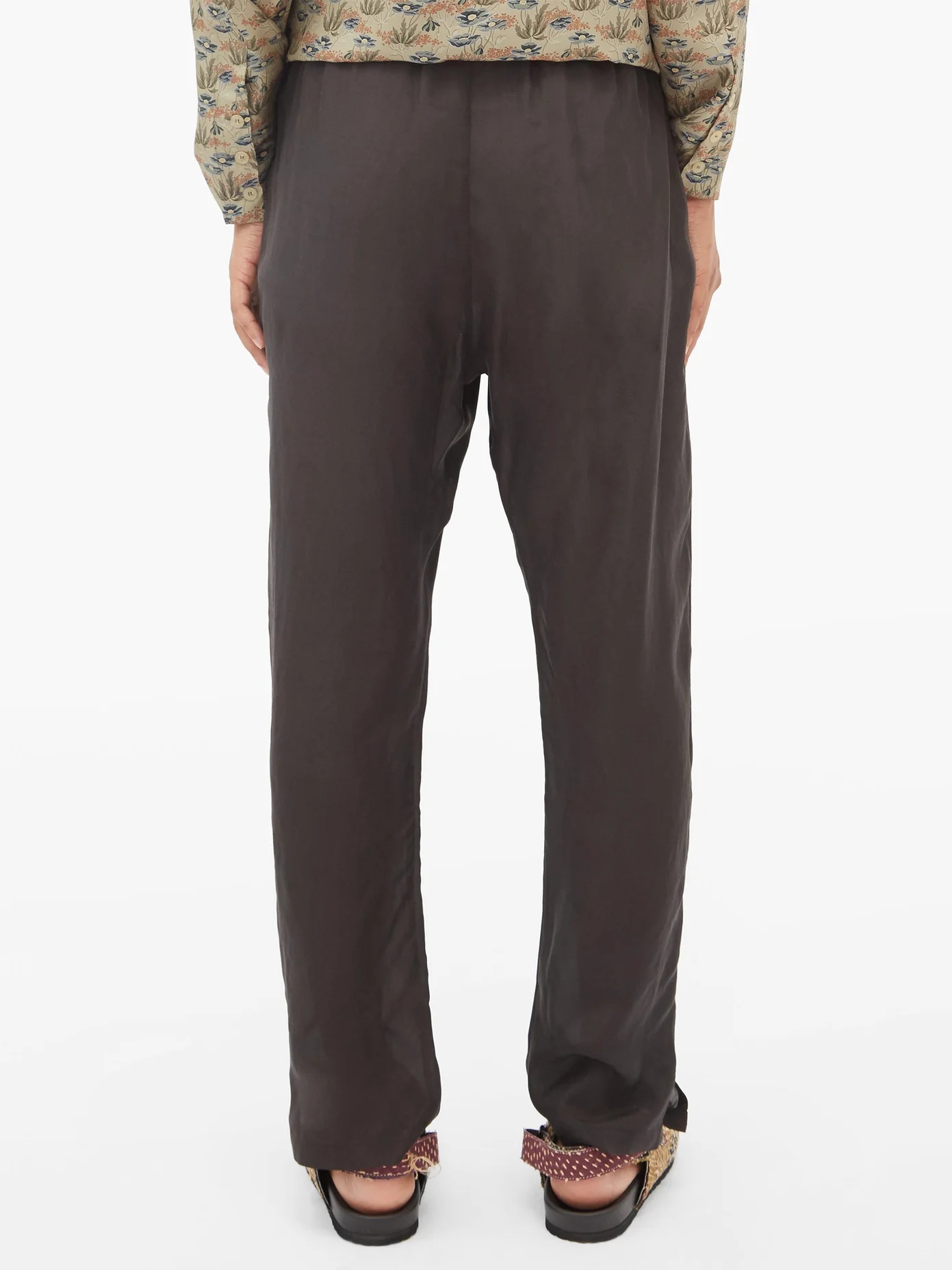 Leo slit-hem washed-silk trousers - 5