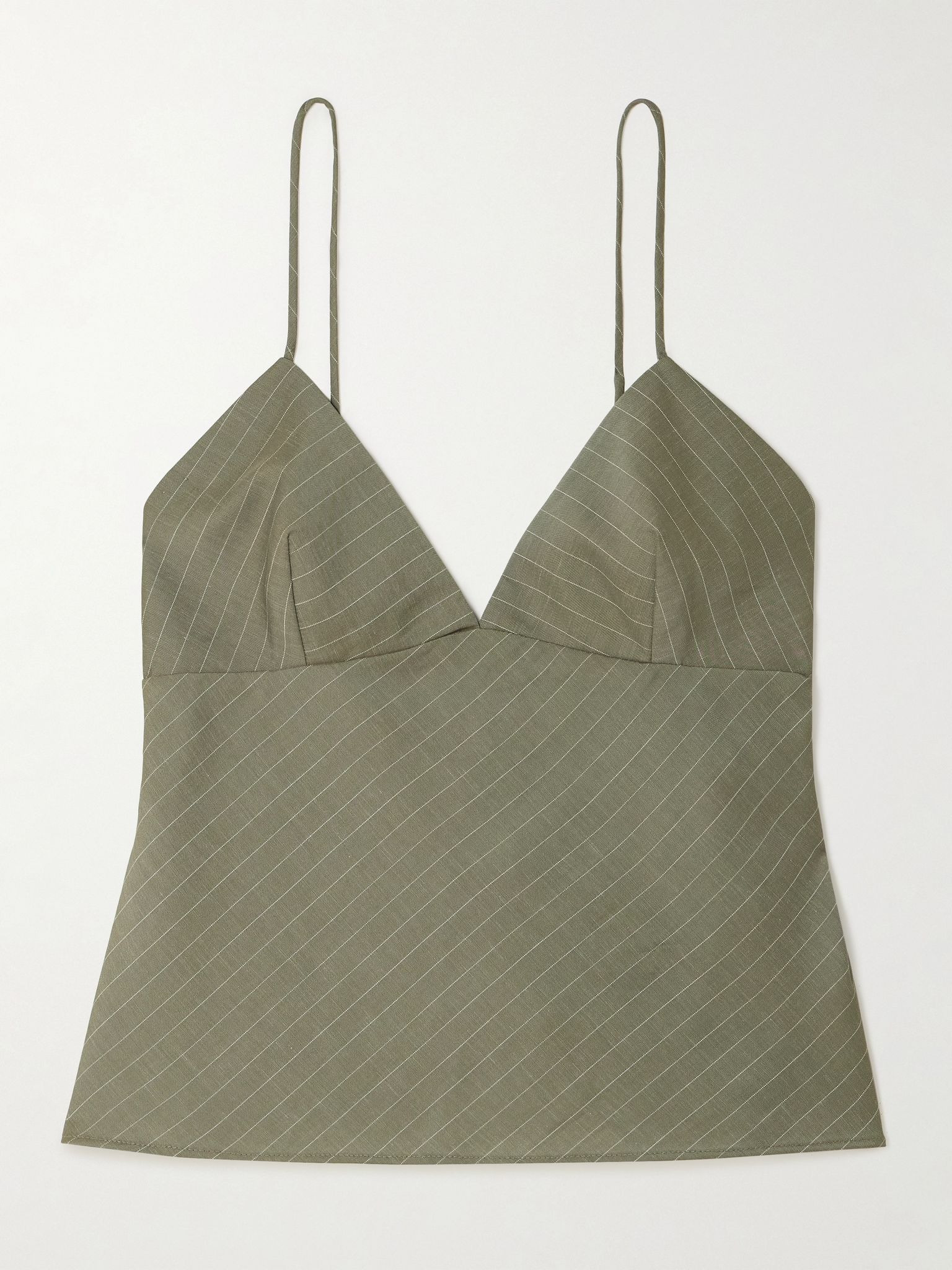Pinstriped twill camisole Gray green - 1