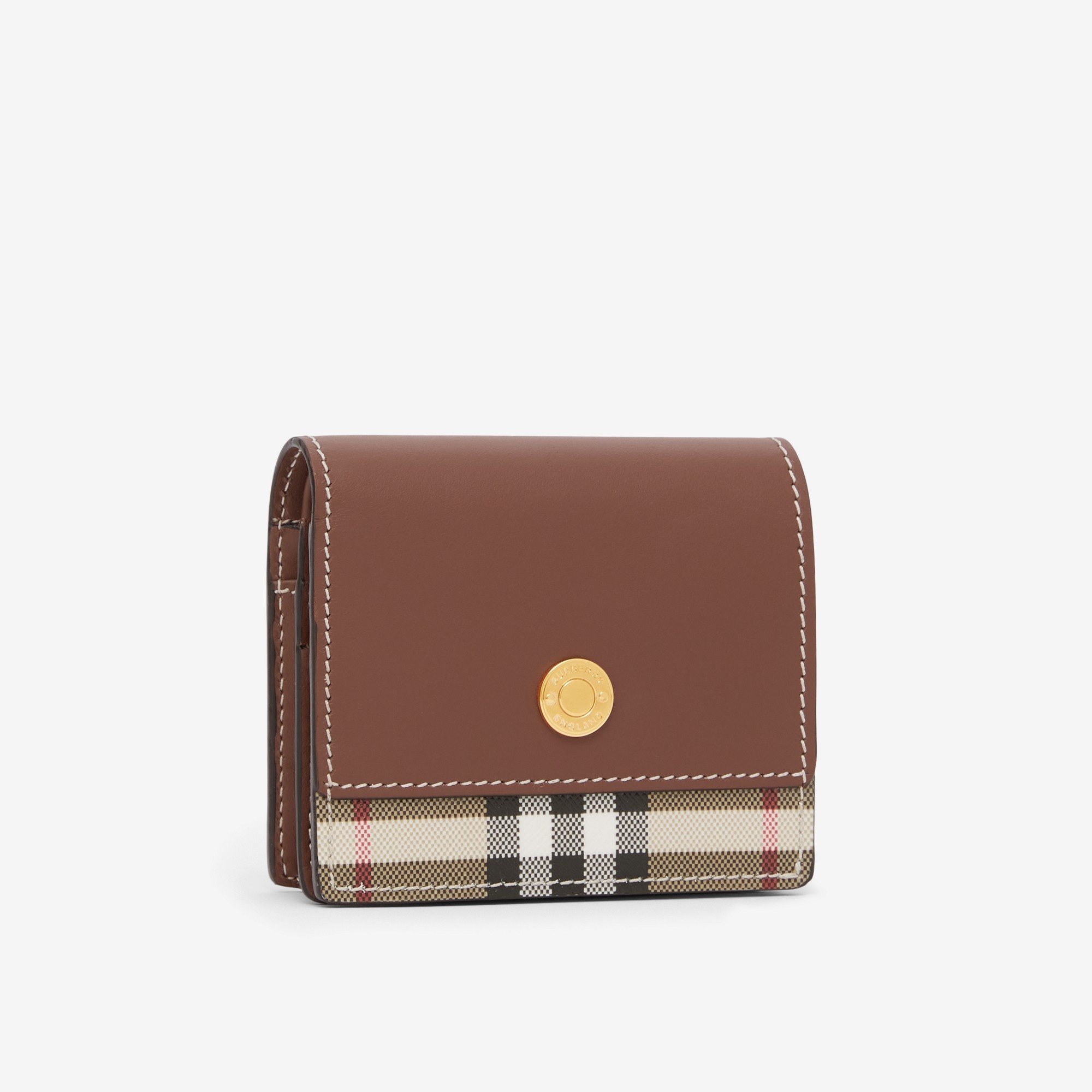 Vintage Check and Leather Small Folding Wallet - 5