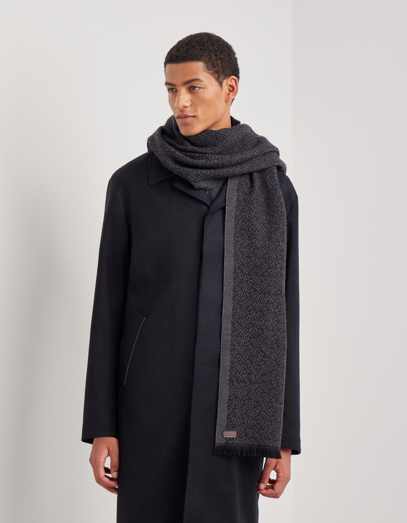 Canali GRAY PURE VIRGIN WOOL MICRO-STRUCTURED SCARF outlook