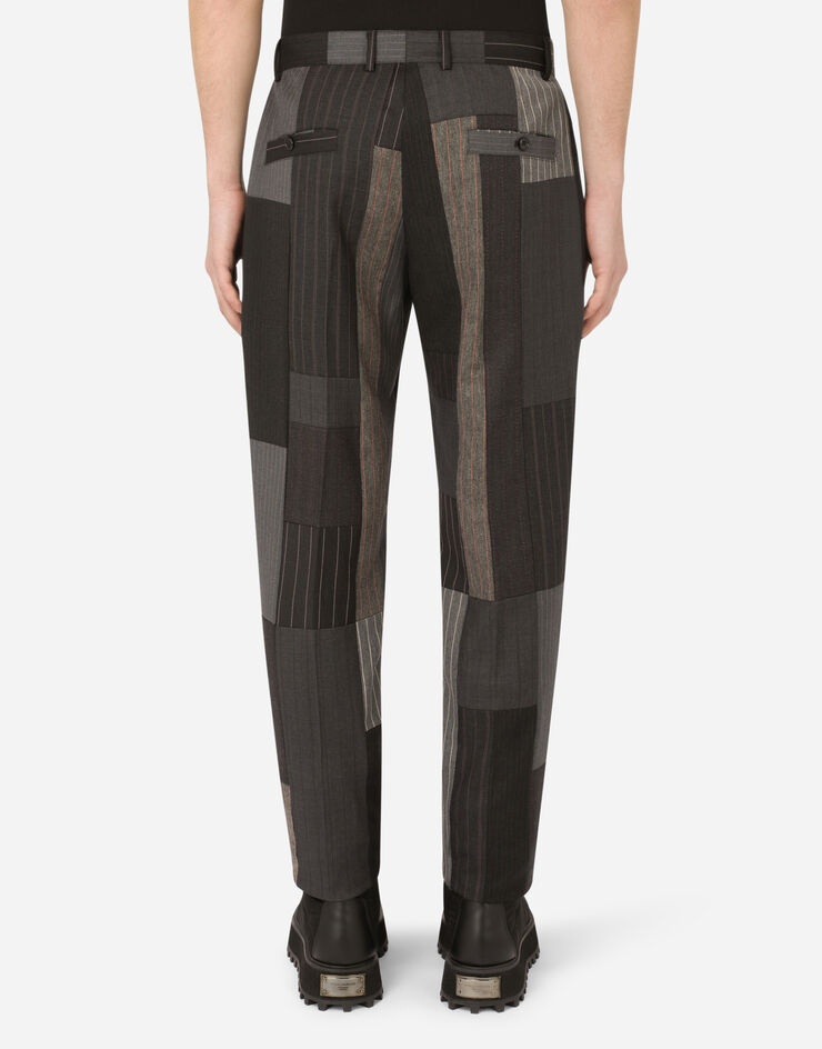 Stretch wool patchwork pants - 2