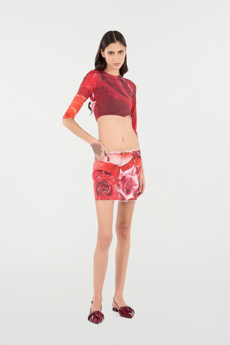Roberto Cavalli Miniskirt With Rose Print And Charm outlook