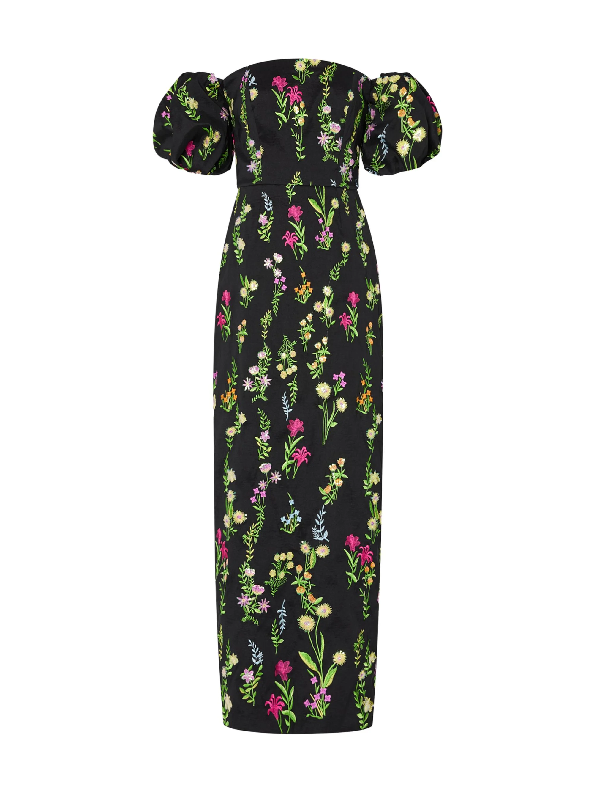 Women's Nira Bloom Floral-Embroidered Off-The-Shoulder Maxi Dress - Black Multi - 1