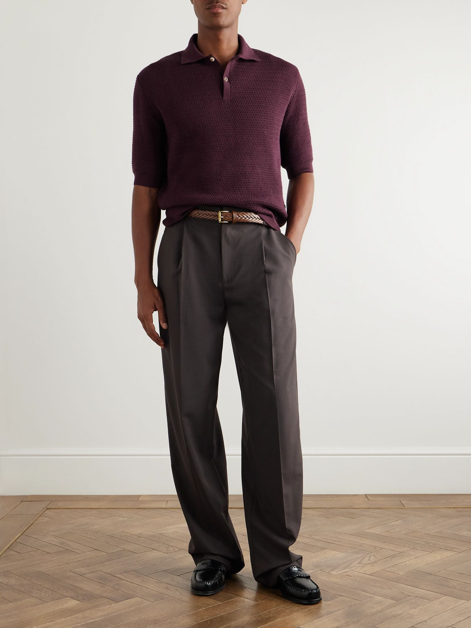 Honeycomb Organic Cotton Polo Shirt Purple - 2