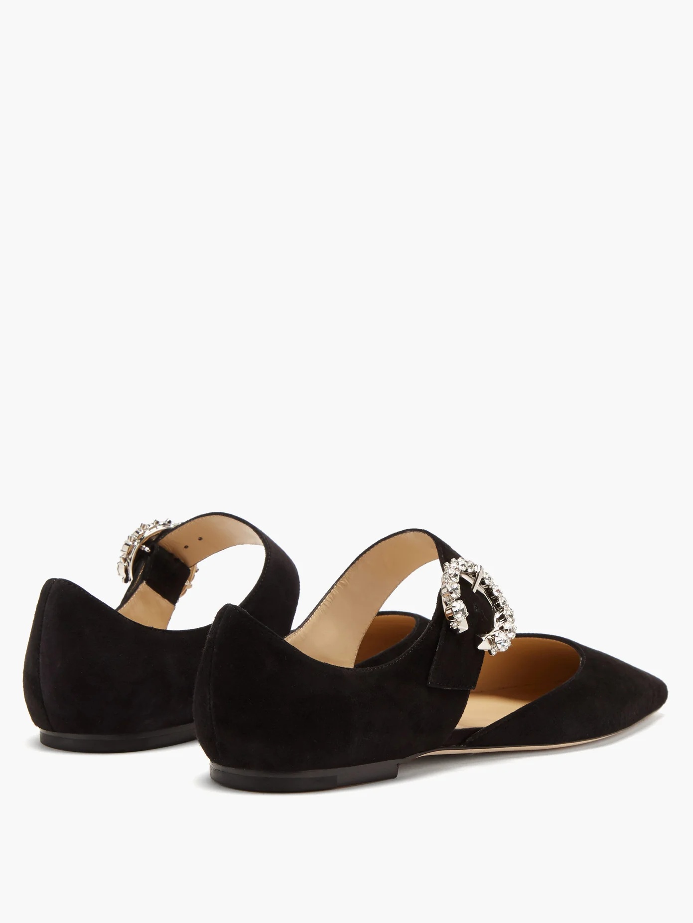 Gin crystal-embellished Mary-Jane suede flats - 5