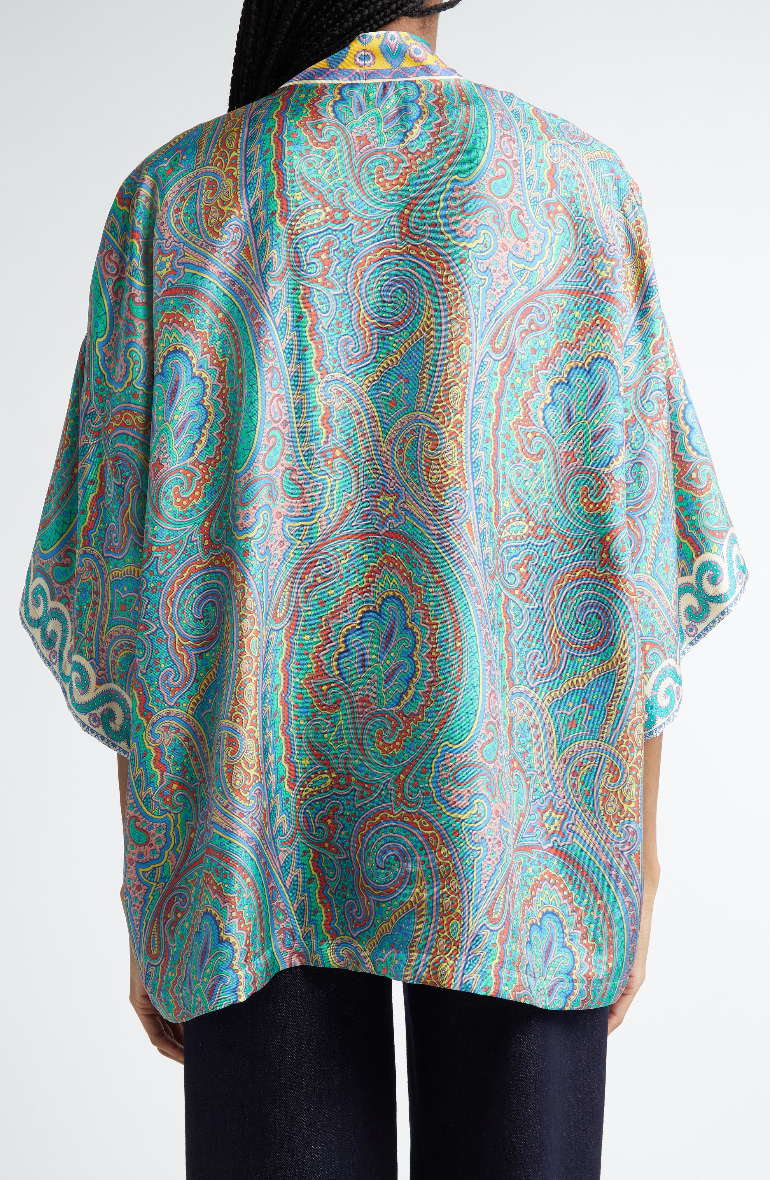 Etro Paisley Silk Cape in Green Print at Nordstrom - 1
