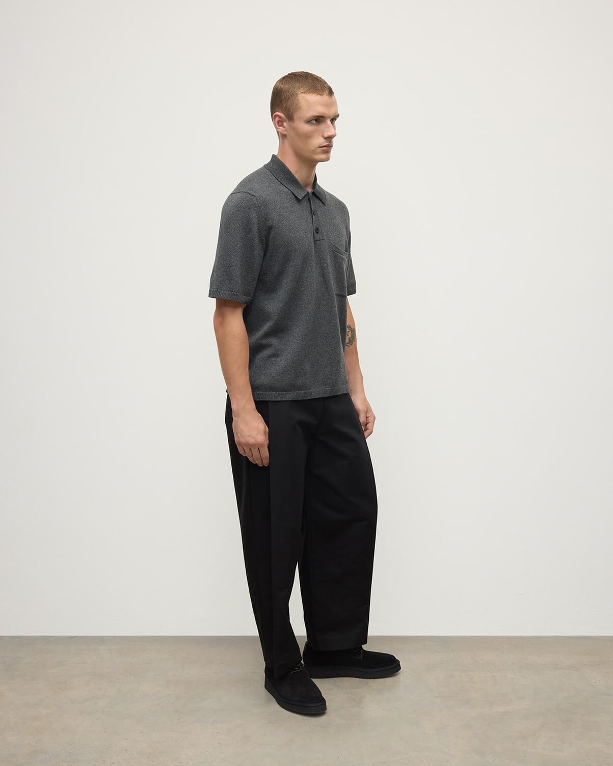 Superfine Merino Relaxed Grey Polo Shirt - 3