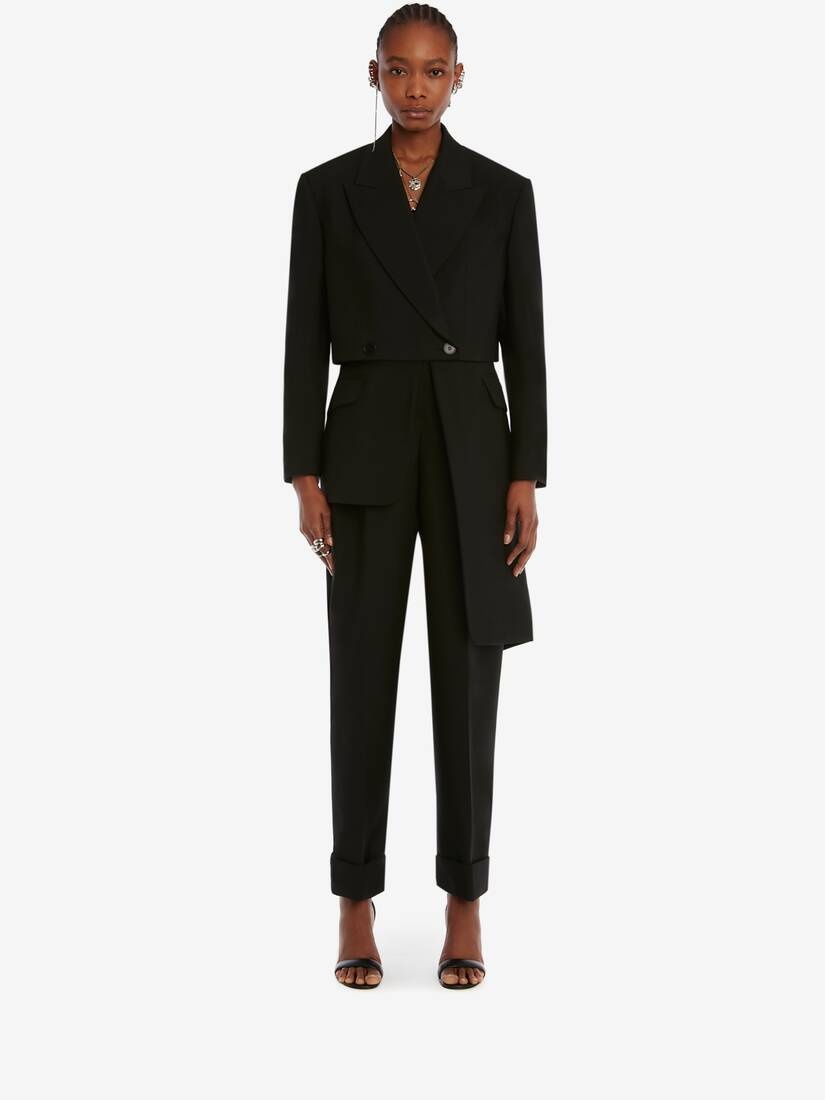 Drape Detail Trouser in Black - 2