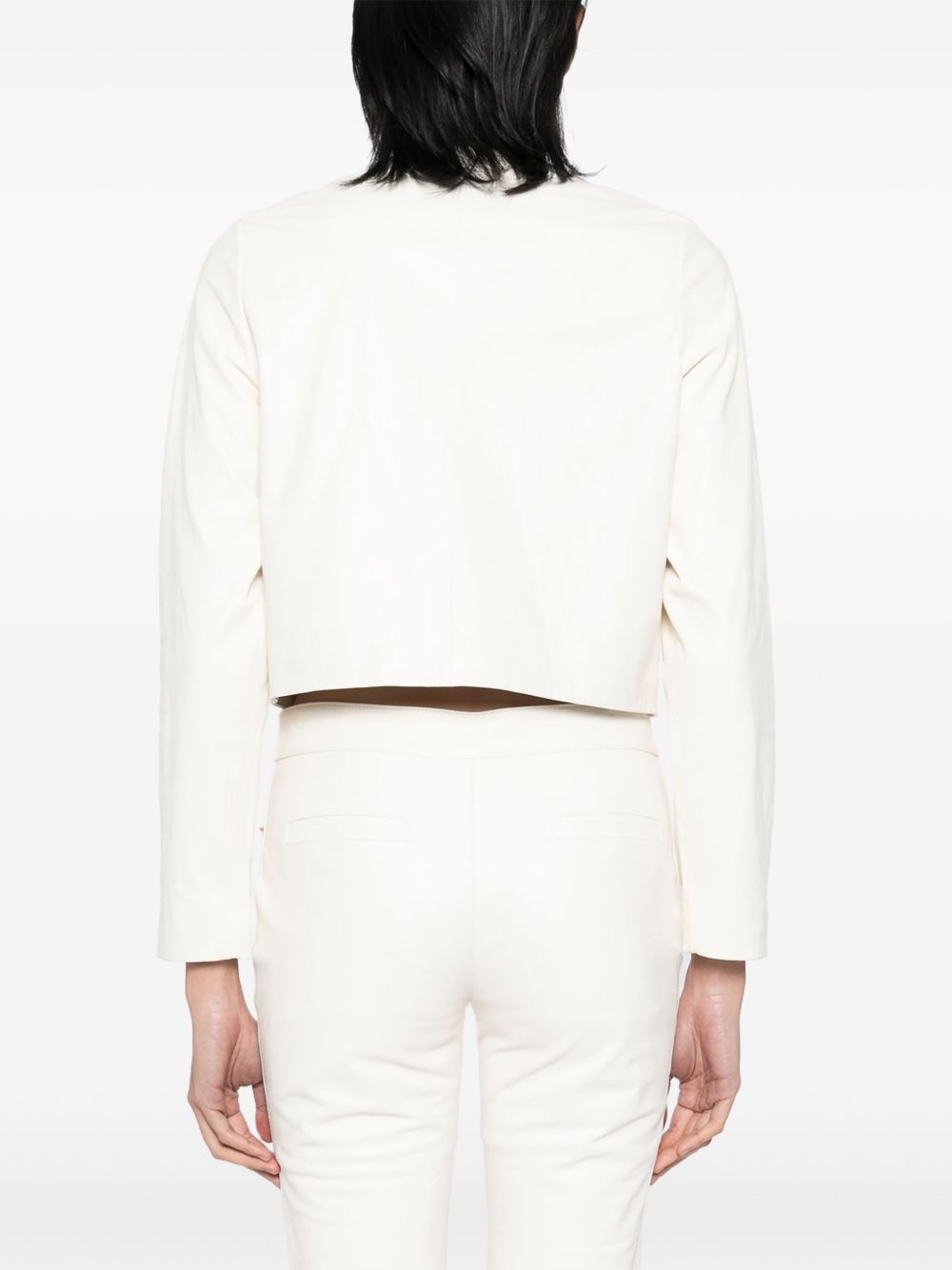 Downtown cropped leather jacket - 4