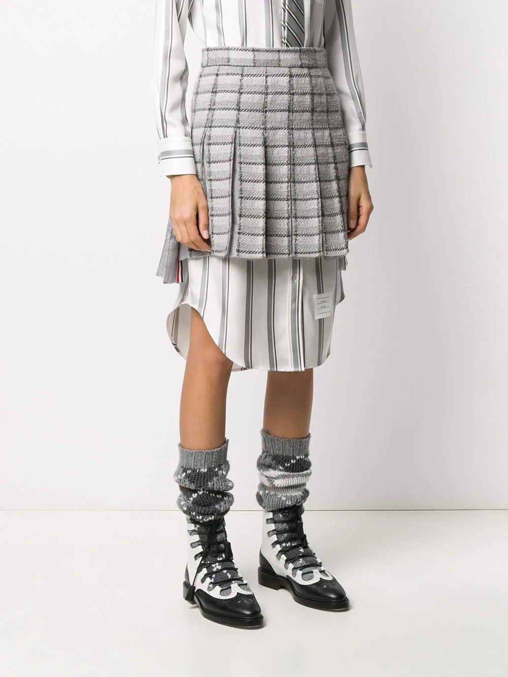 pleated checked skirt - 3