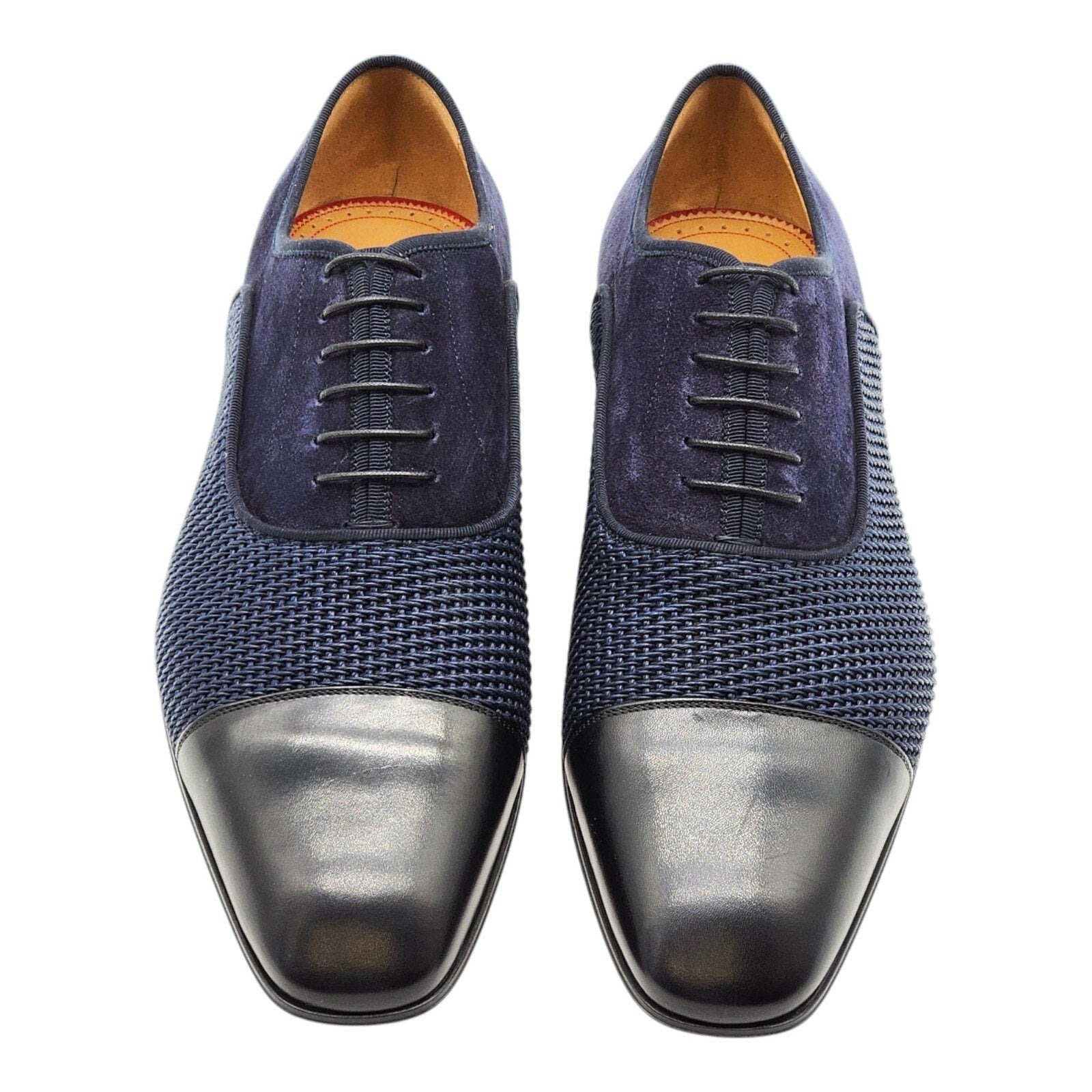 Christian Louboutin Greggo Leather and Suede Oxford Shoes Blue EU 42 US 9 - 4