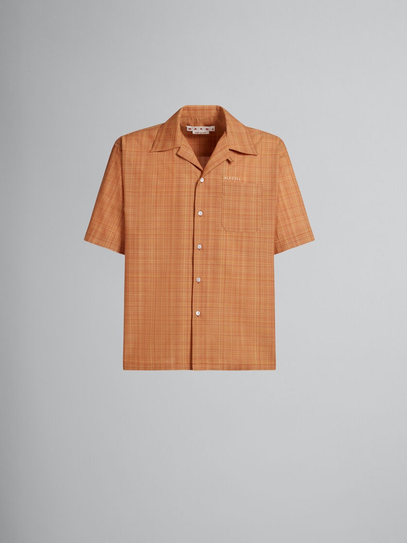 ORANGE BOWLING SHIRT IN CHECKED LIGHT WOOL - 1