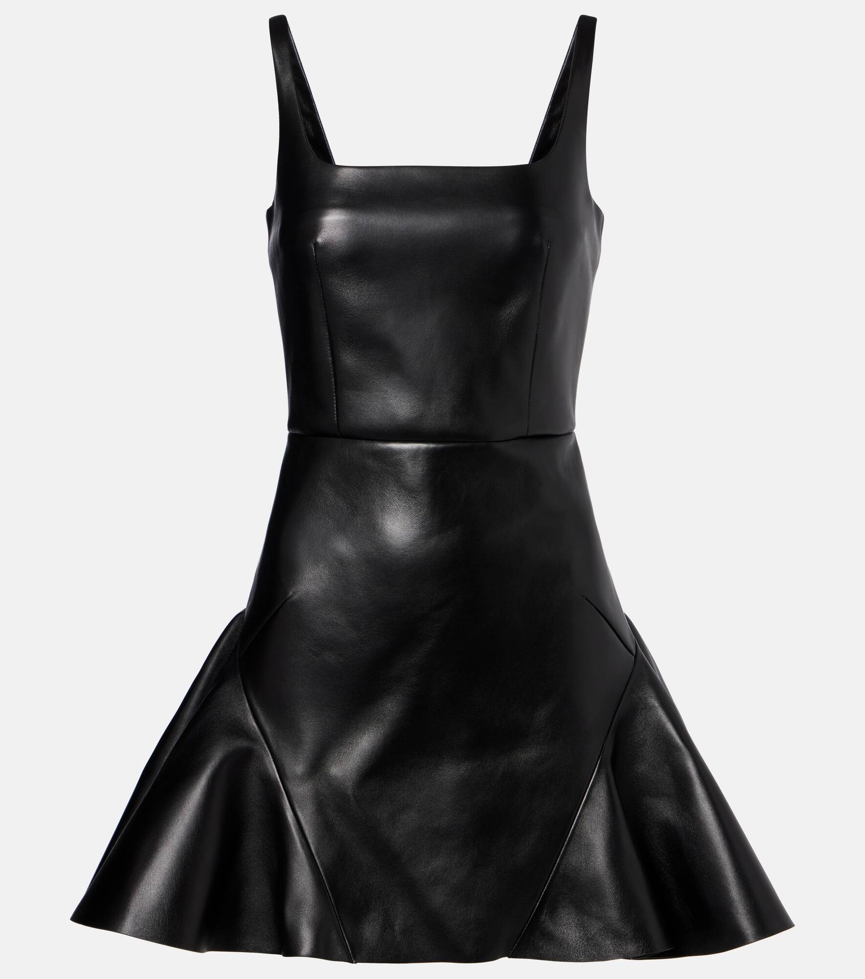 Ruffled leather minidress - 1