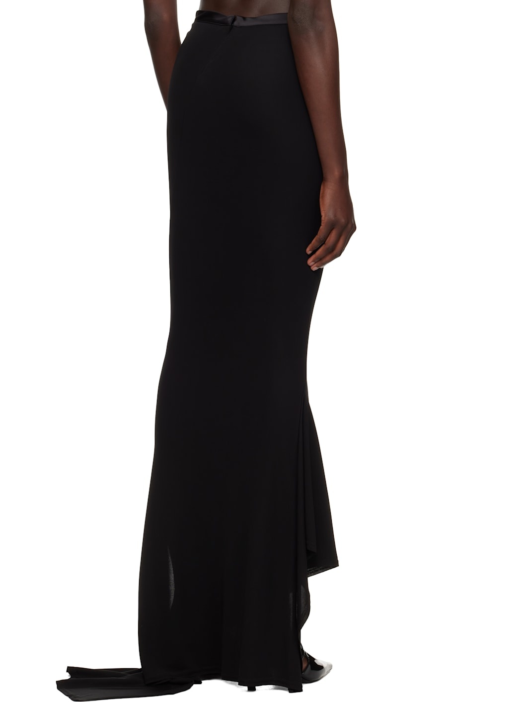 Black Fishtail Maxi Skirt - 3