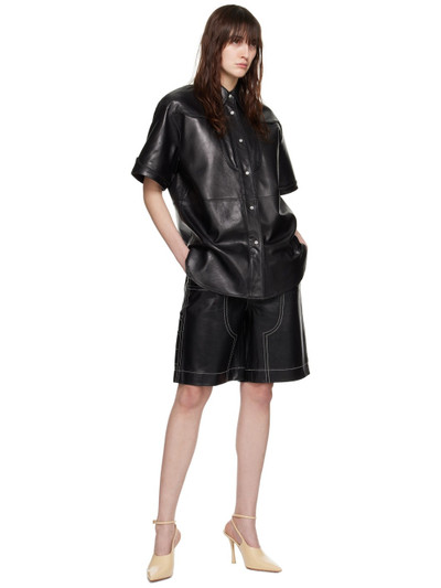 STAND STUDIO Black Saloon Leather Shirt outlook