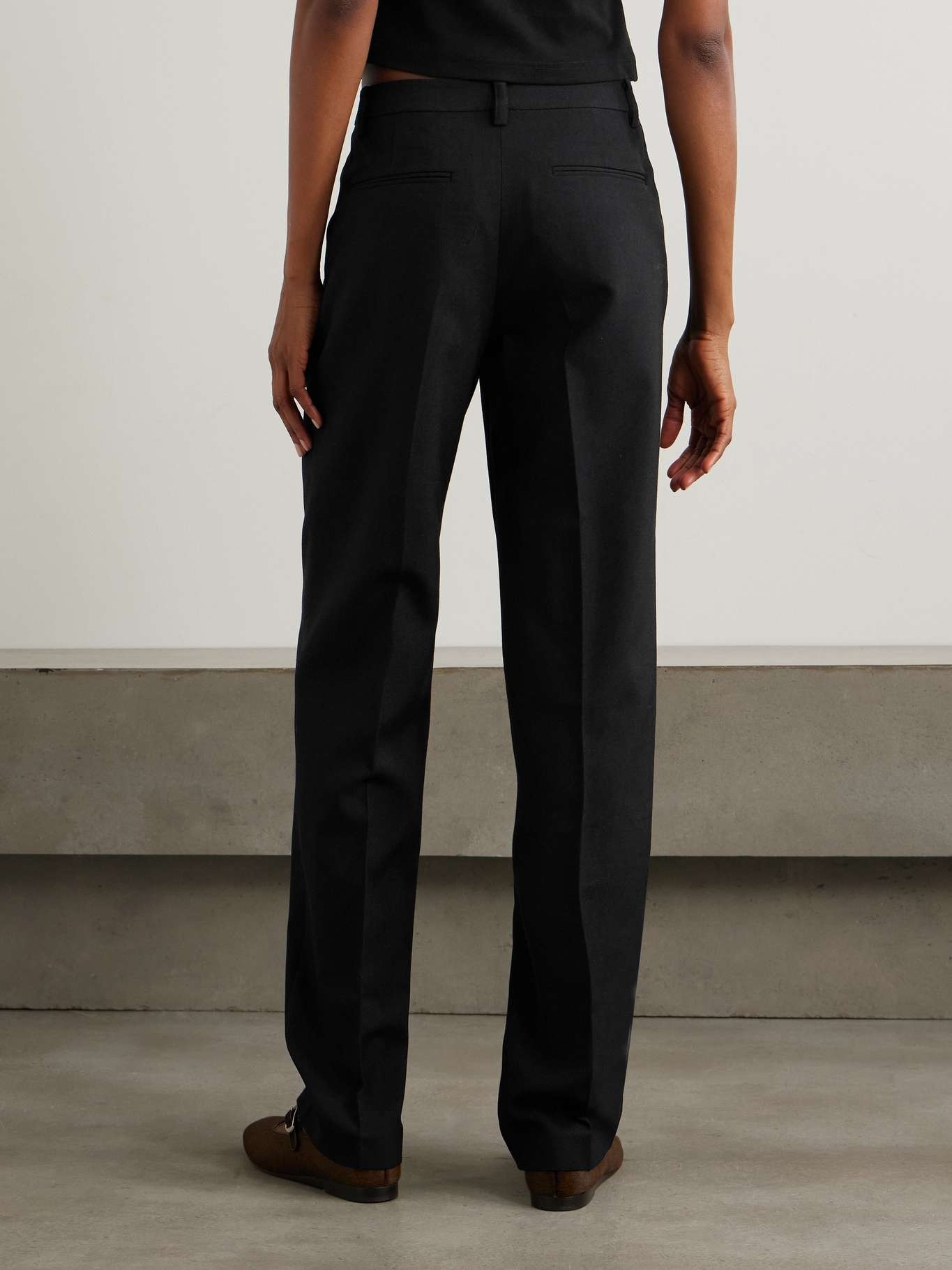 Wool and silk-blend straight-leg pants - 3