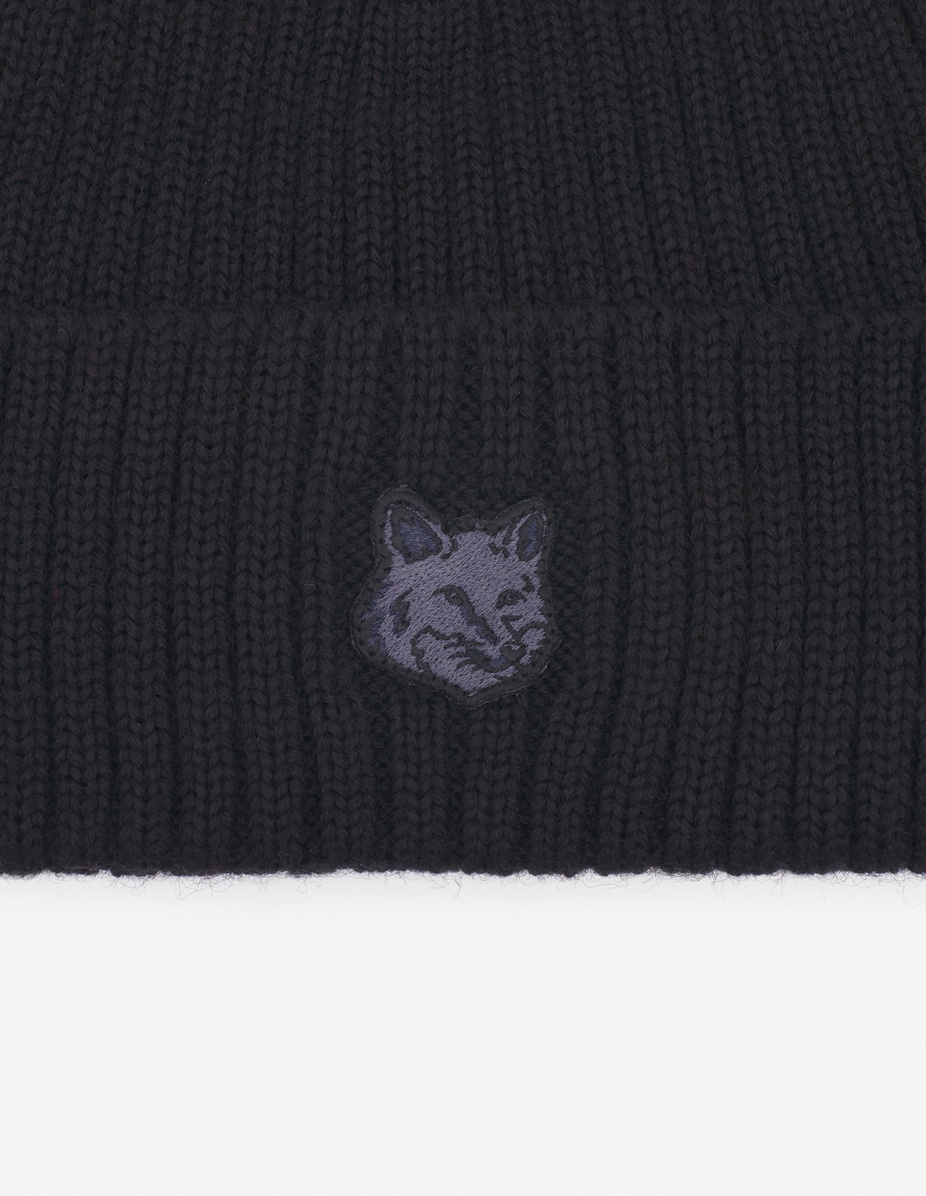 BOLD FOX HEAD PATCH RIBBED BEANIE - 3