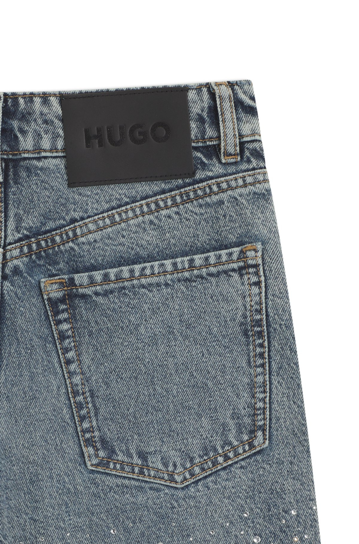 STRAIGHT-LEG JEANS WITH RHINESTONE EMBELLISHMENTS - 2