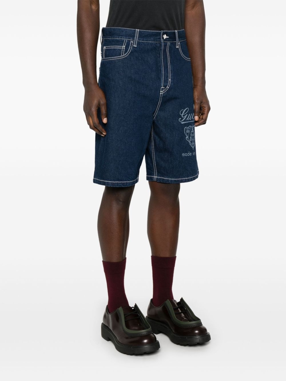 lasered denim shorts - 3