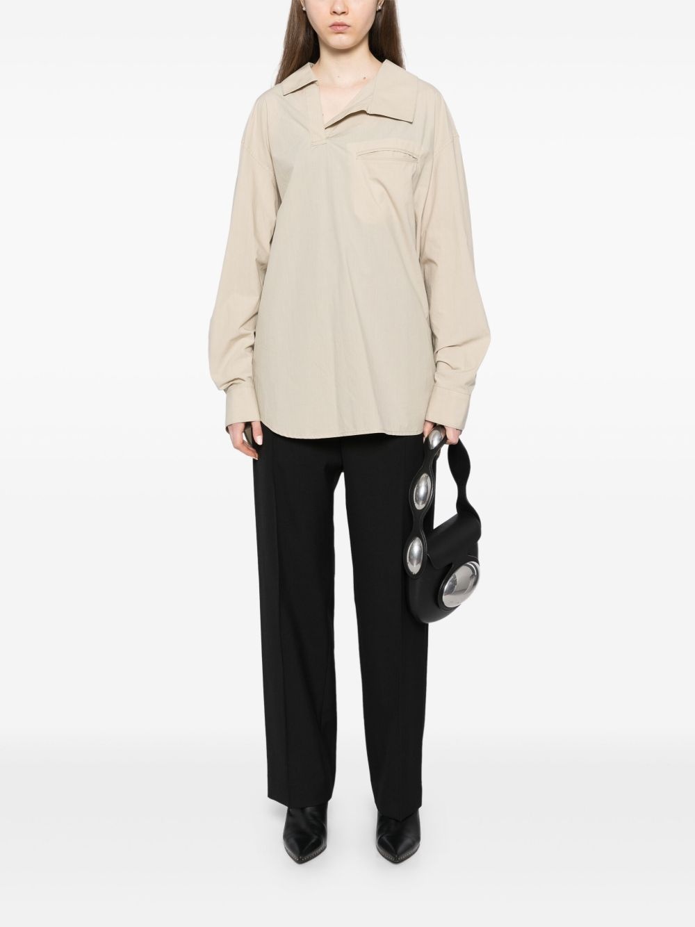 asymmetric neck blouse - 2