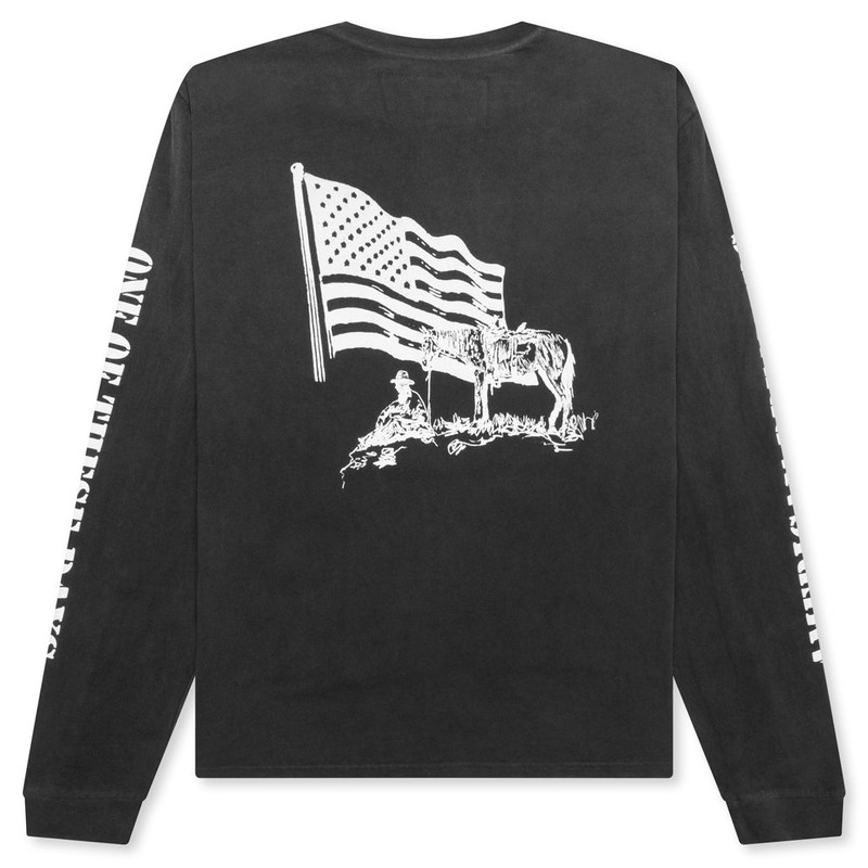 One Of These Days AMERICAN FLAG COWBOY LONG SLEEVE TEE - WASHED BLACK outlook