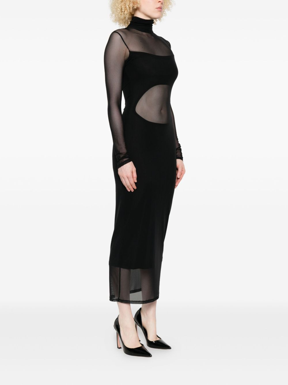 high-neck mesh maxi dress - 3