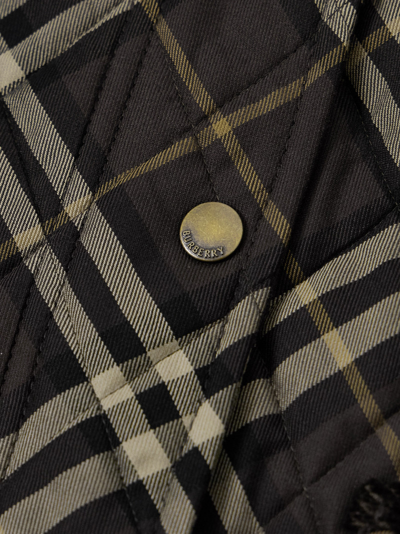 Corduroy-trimmed Quilted Checked Cotton Jacket 4