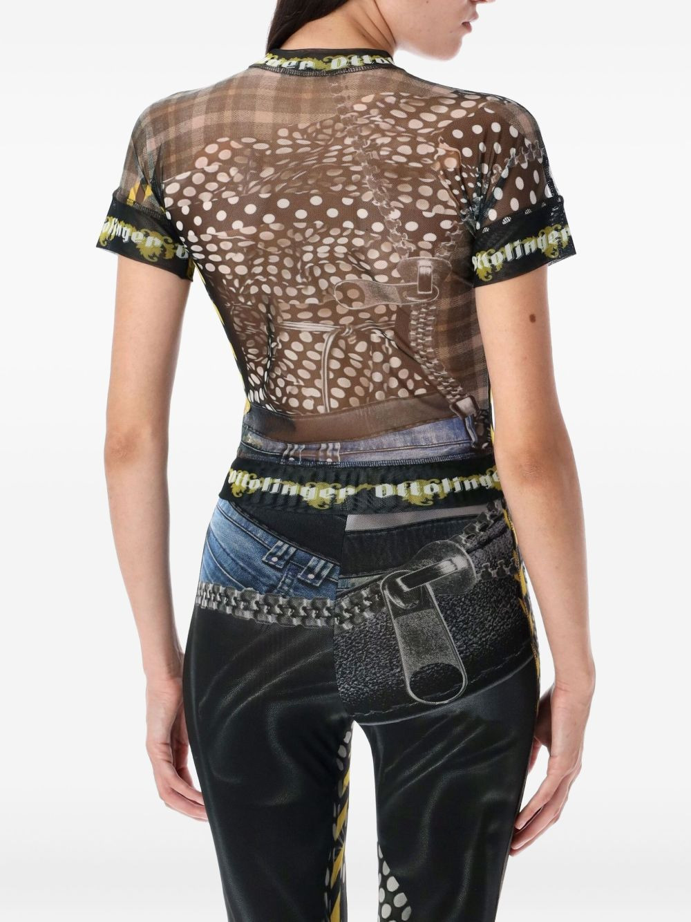 mesh zip-print T-shirt - 2