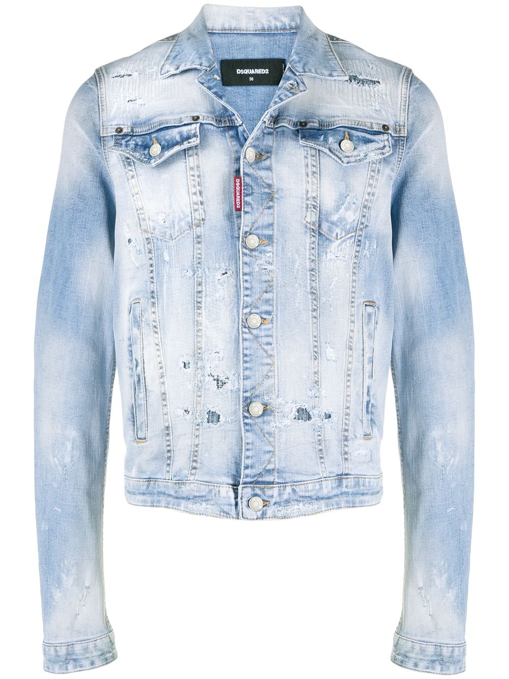 distressed effect denim jacket - 1