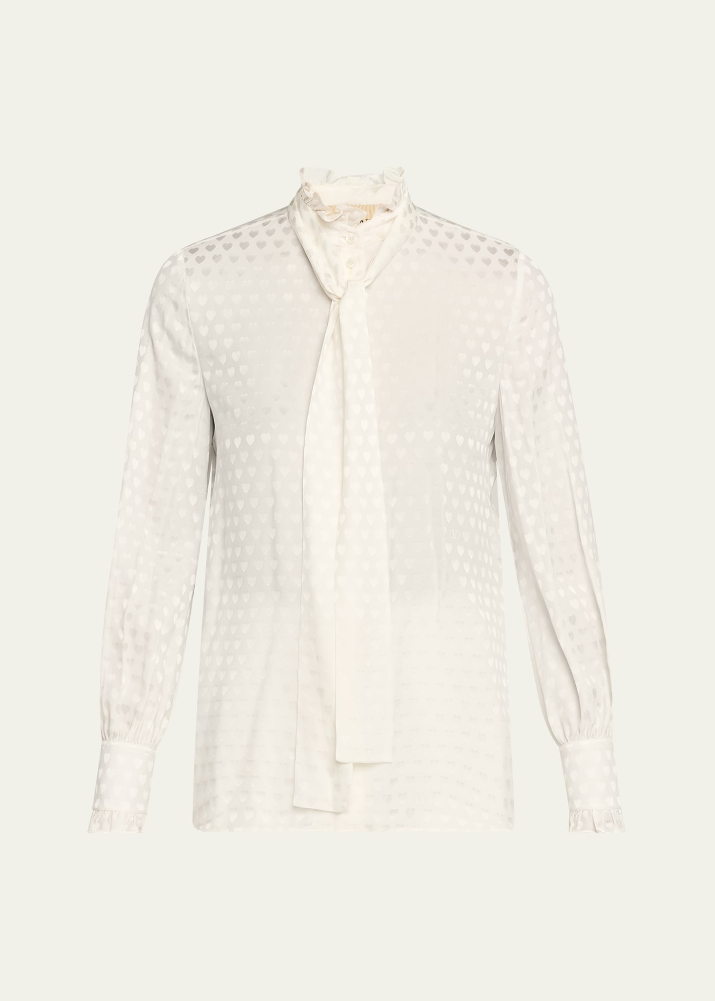 High-Neck Silk Heart Shirt - 1