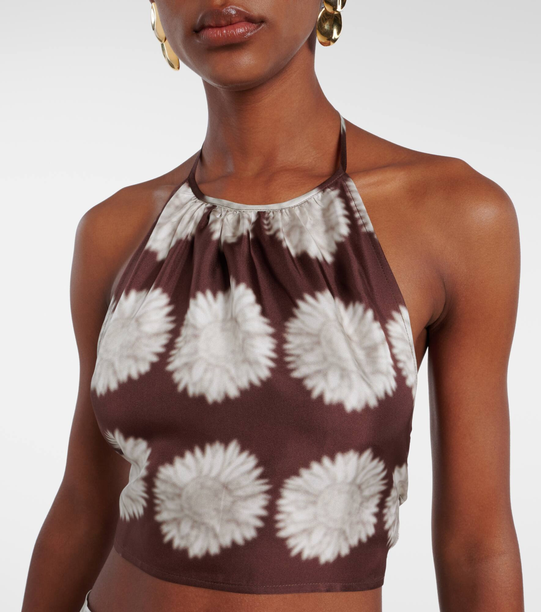 Bello printed halterneck silk top - 4