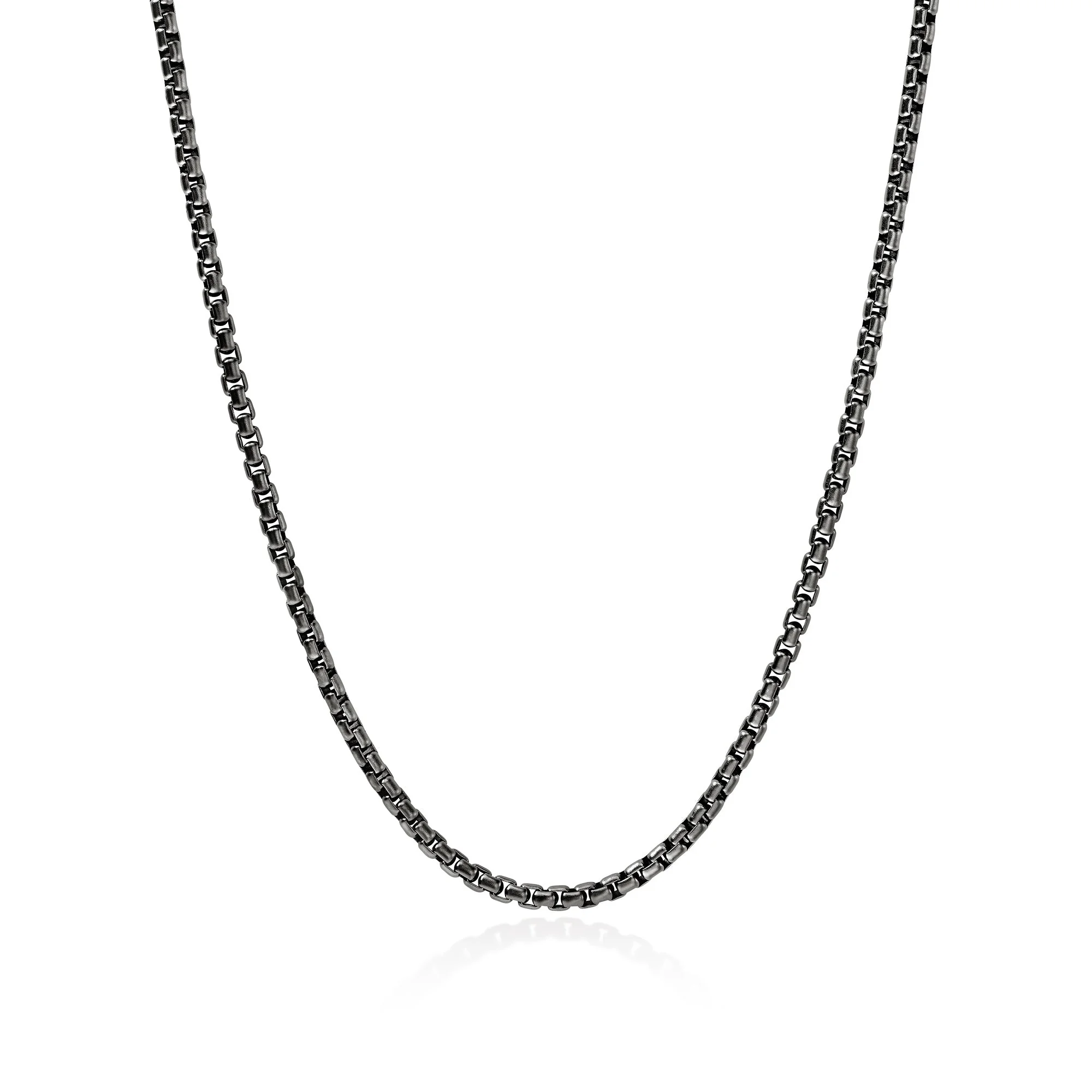 Box Chain Necklace, Dark Silver, 3.7MM - 1