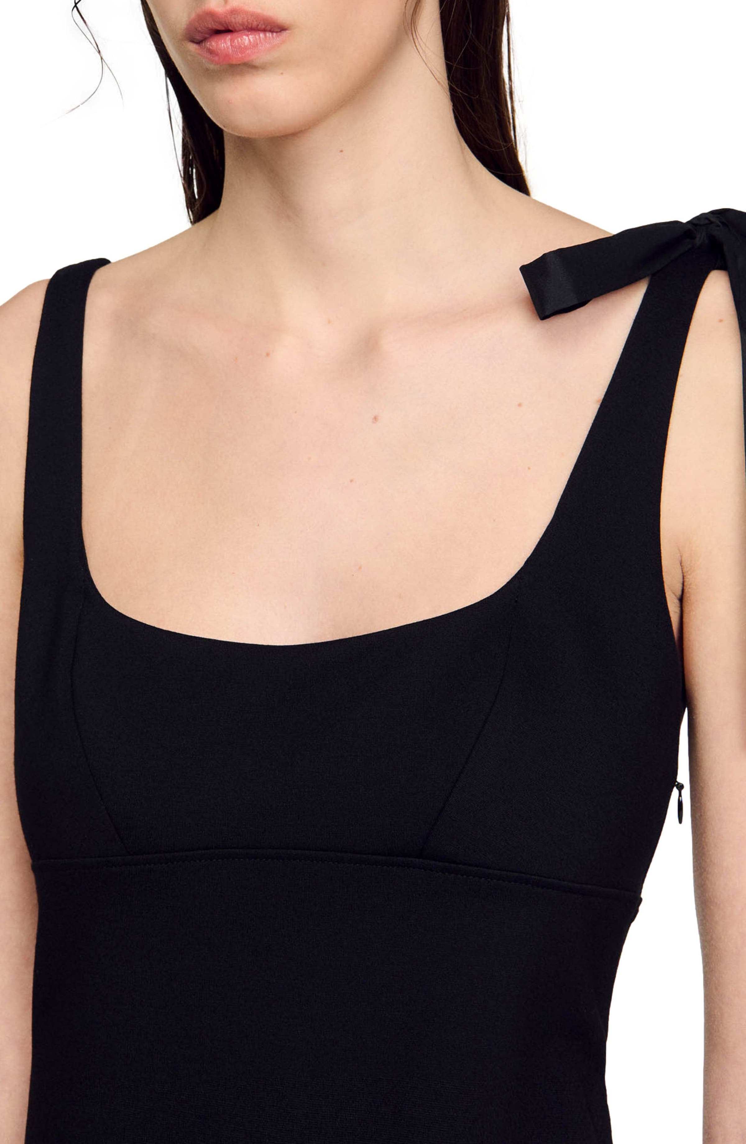 SANDRO Dual-material short dress in Black at Nordstrom - 3