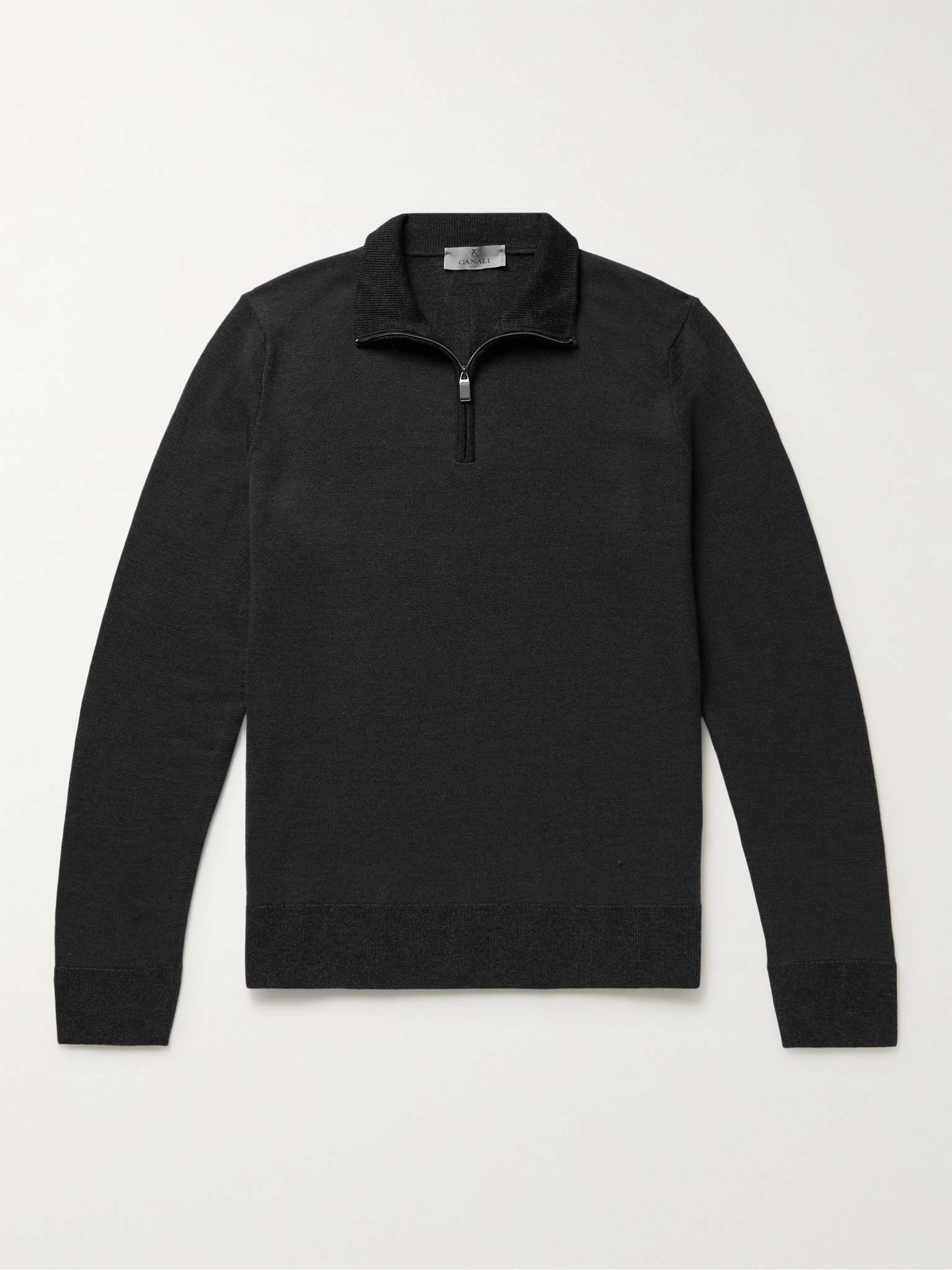 Slim-Fit Wool Half-Zip Sweater - 1