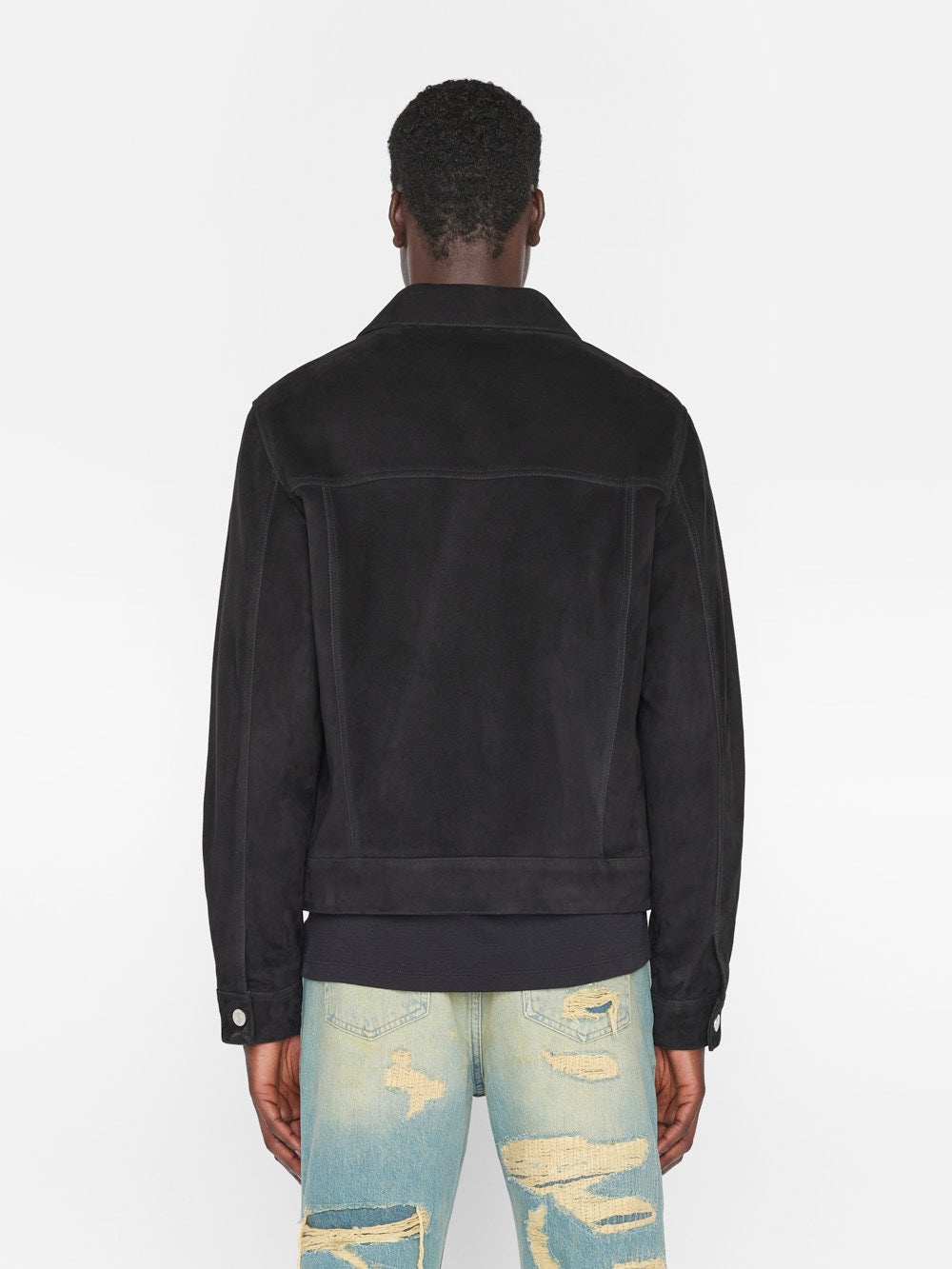 Suede Trucker Jacket in Noir - 7