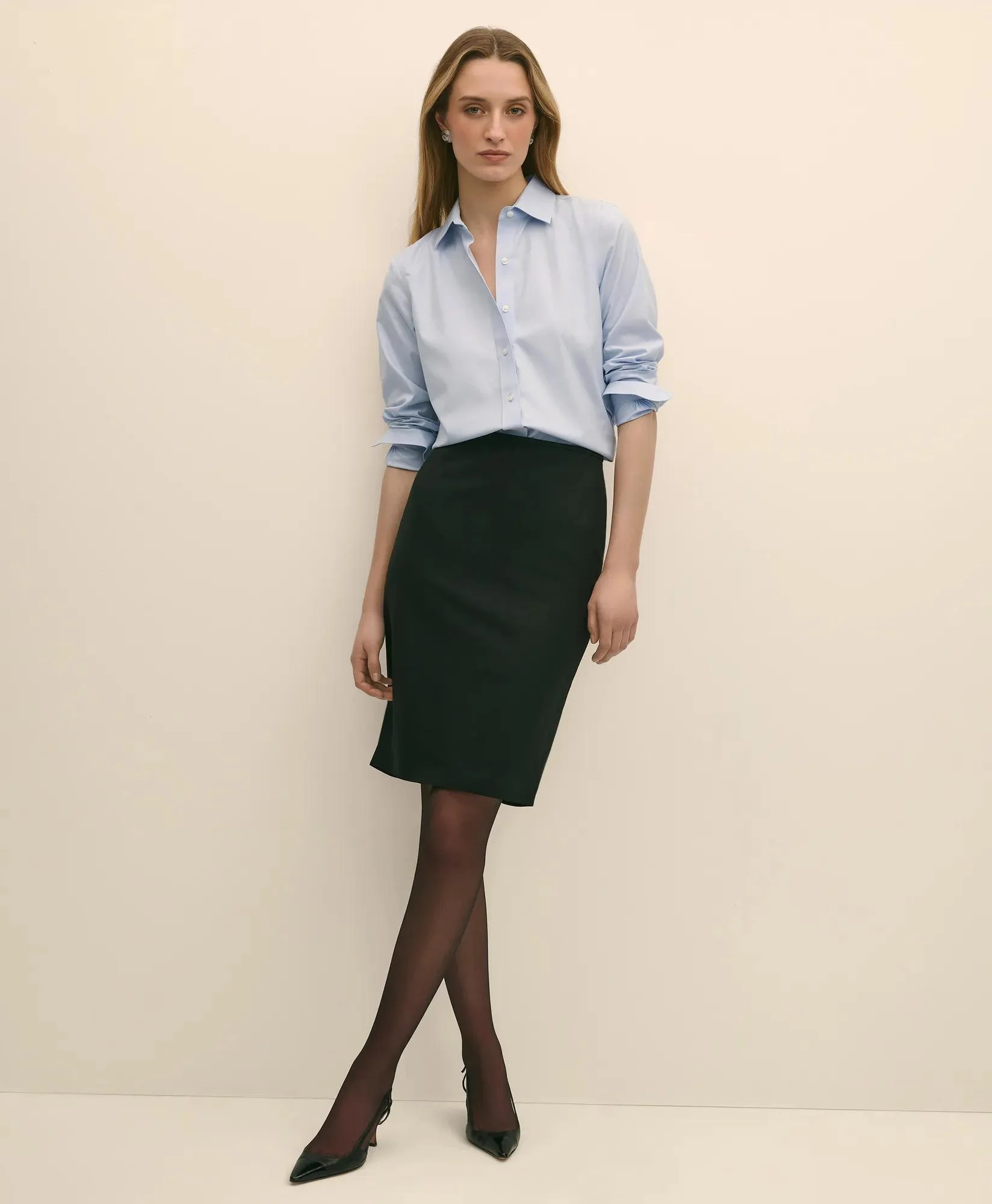 The Essentials Brooks Brothers Stretch Wool Pencil Skirt - 1