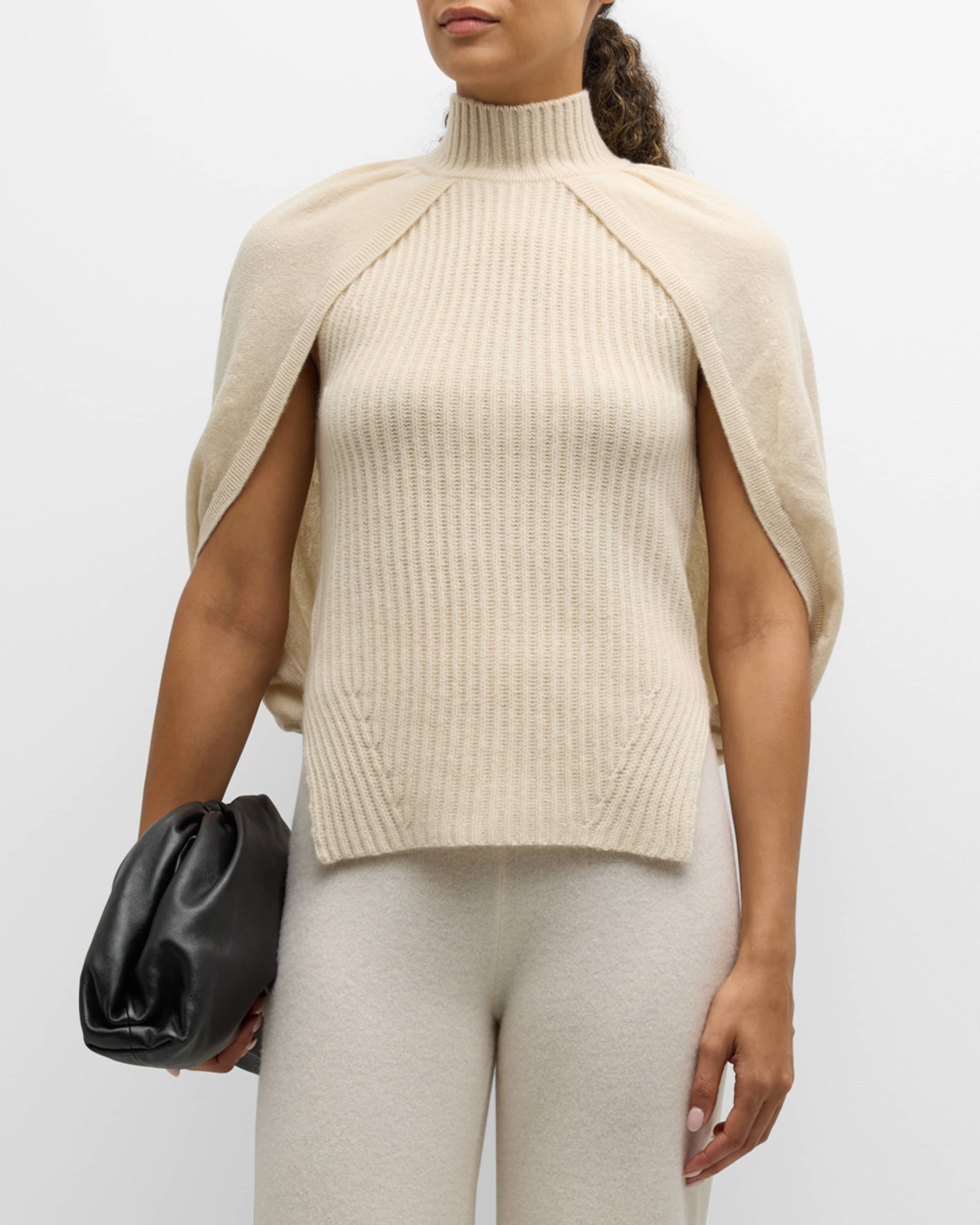 Jeannie Cashmere Turtleneck Cape Tank Top - 2