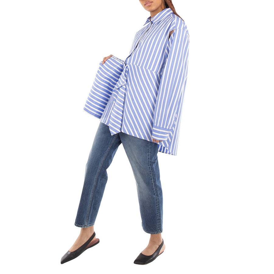 JW Anderson Peplum Drape Striped Shirt - 2