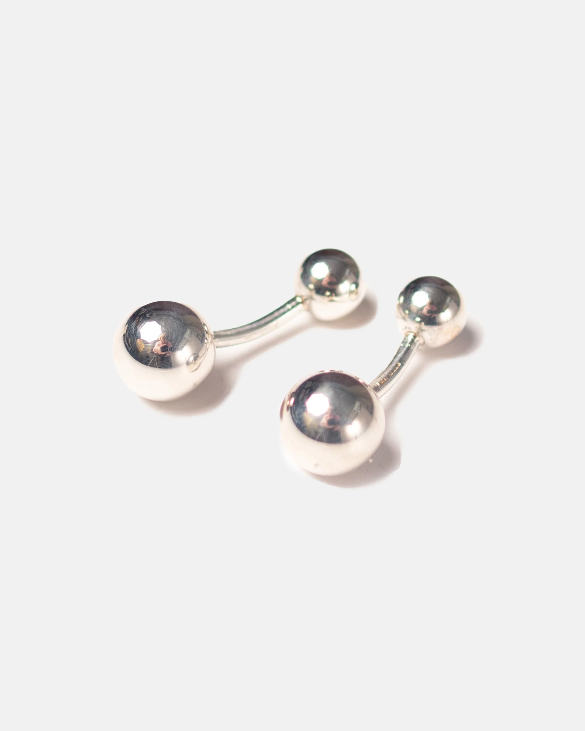 MADE-IN-USA SILVER FINISH DOUBLE BALL CUFFLINKS - 1